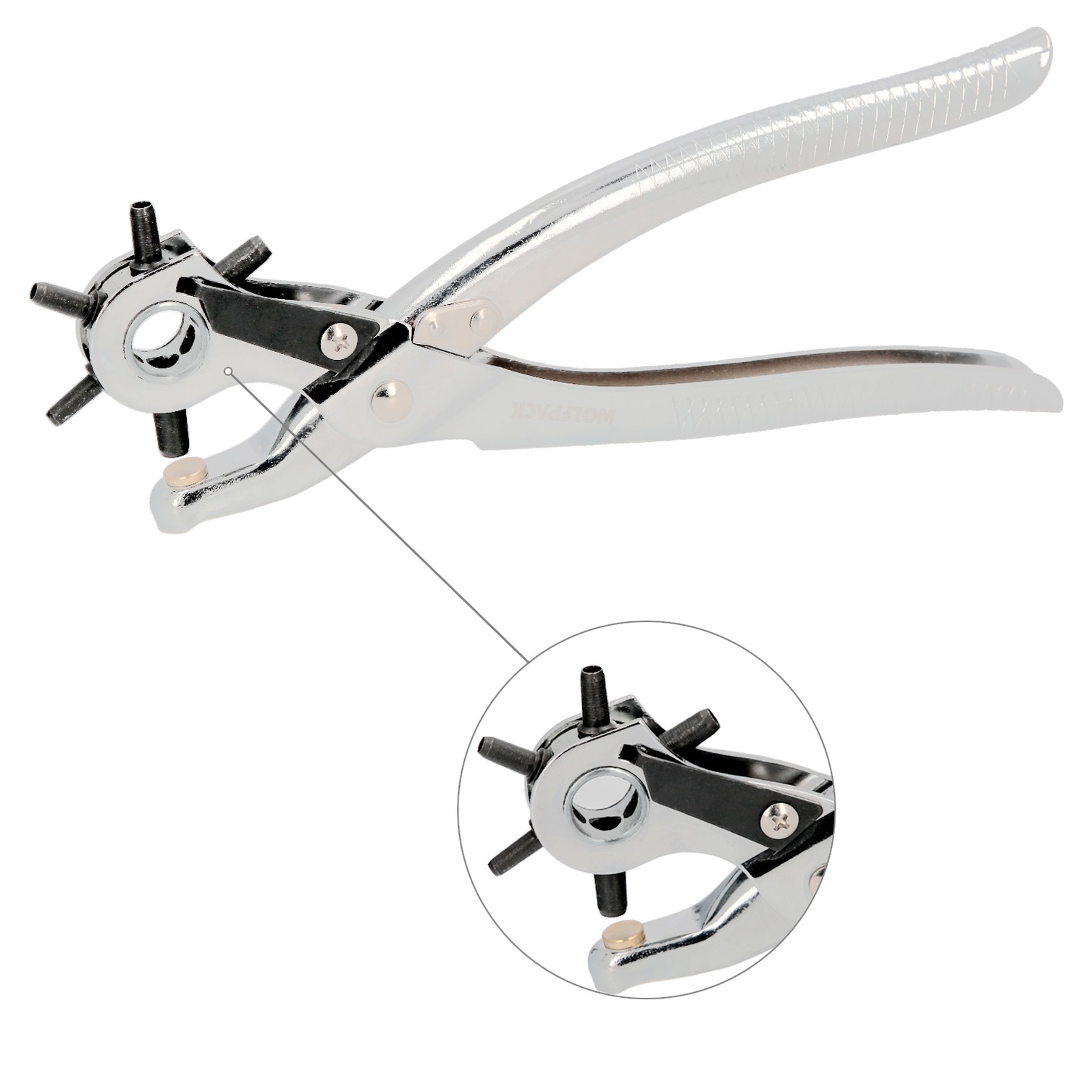 Sacabocados Estrella Profesional 225 mm. Agujeros de Ø 2,5 a 5 mm. Alicates Agujeros, Perforador Cuero, Alicates Cinturones,