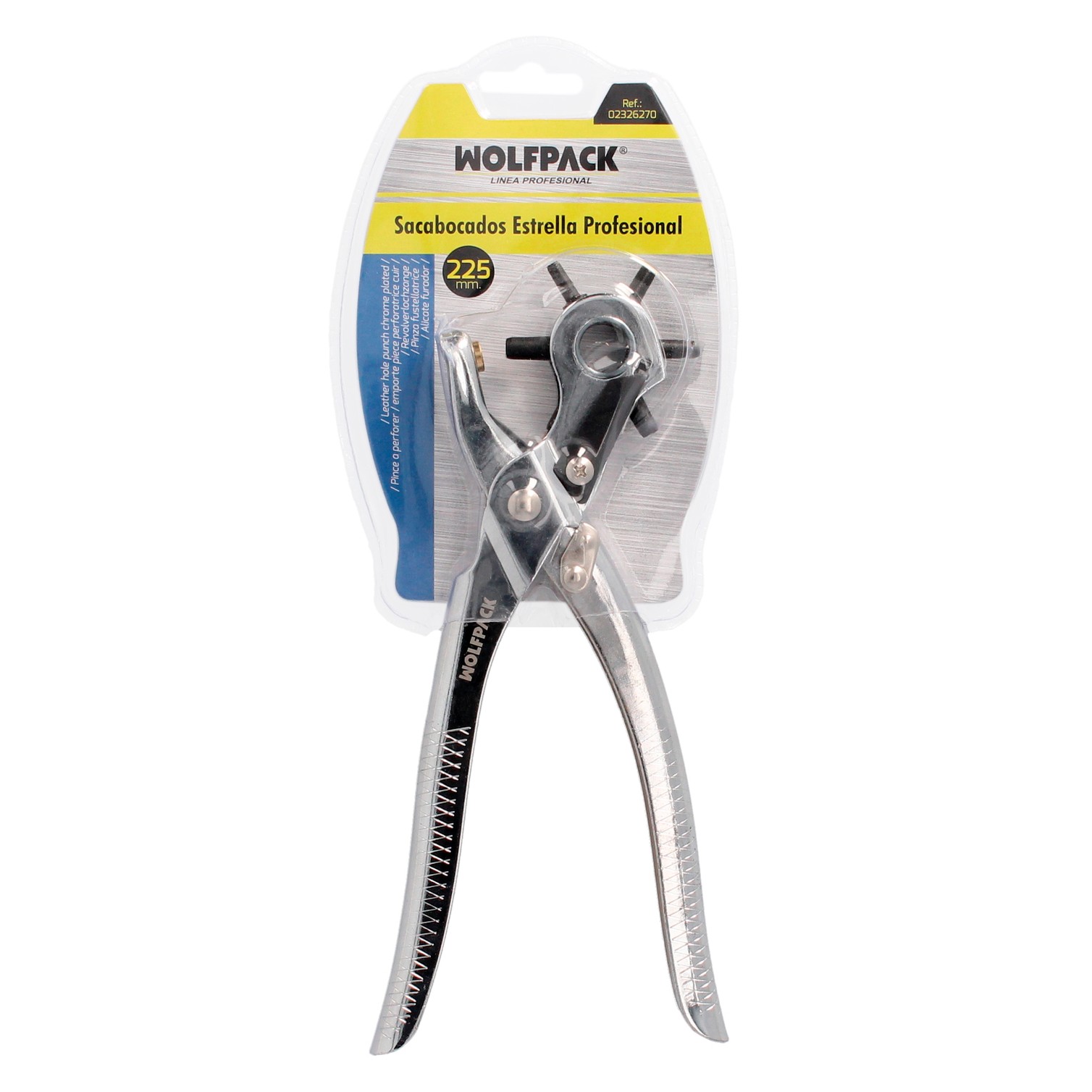 Sacabocados Estrella Profesional 225 mm. Agujeros de Ø 2,5 a 5 mm. Alicates Agujeros, Perforador Cuero, Alicates Cinturones,