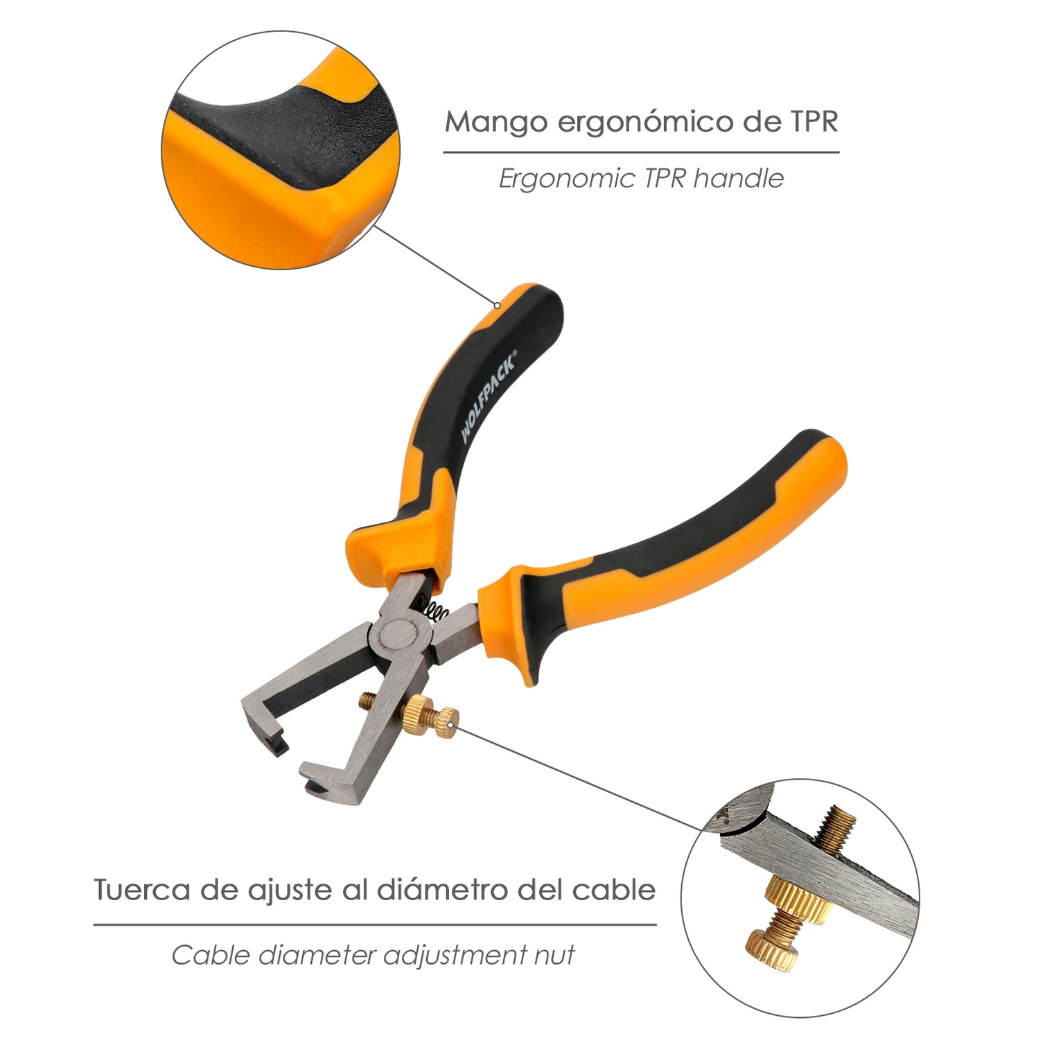 Alicates Pelacables 150 mm. Acero DIN 5745 Pelacables, Corta Cables, Pelador Cables,