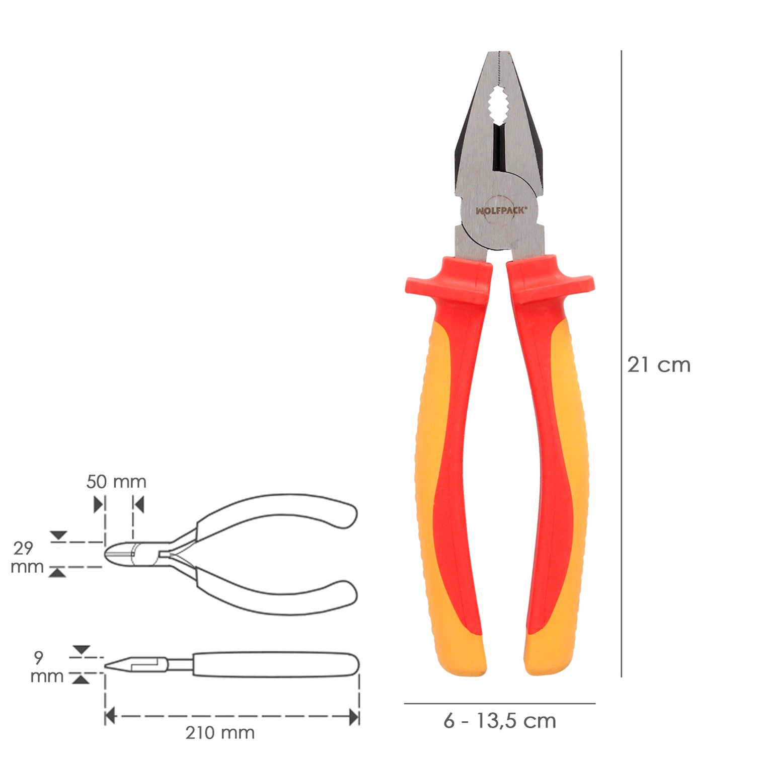 Alicates Universales 200 mm. Mangos Aislados Acero Cromo Vanadio Pelacables, Corta Cables, Pelador Cables
