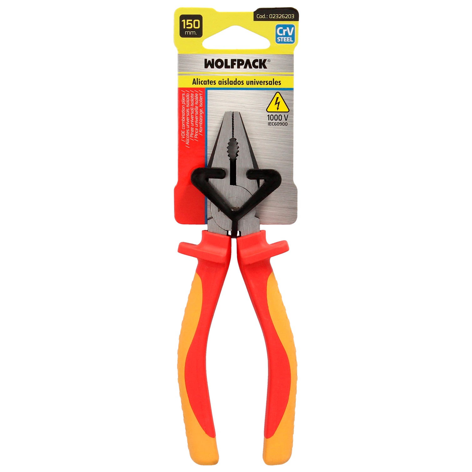 Alicates Universales 150 mm. Mangos Aislados Acero Cromo Vanadio Pelacables, Corta Cables, Pelador Cables