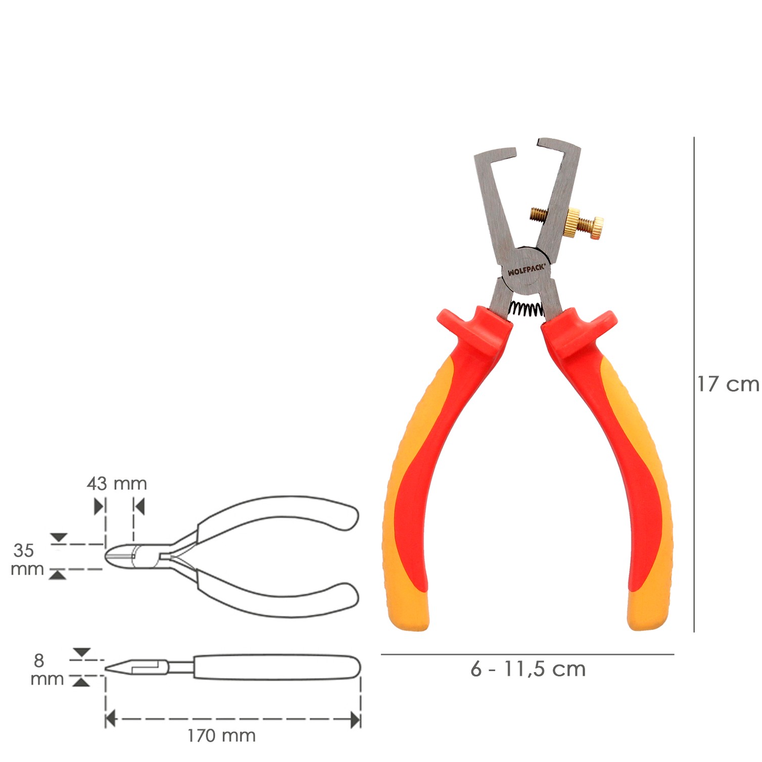 Alicates Pelacables 150 mm. Mangos Aislados Acero Cromo Vanadio Pelacables, Corta Cables, Pelador Cables