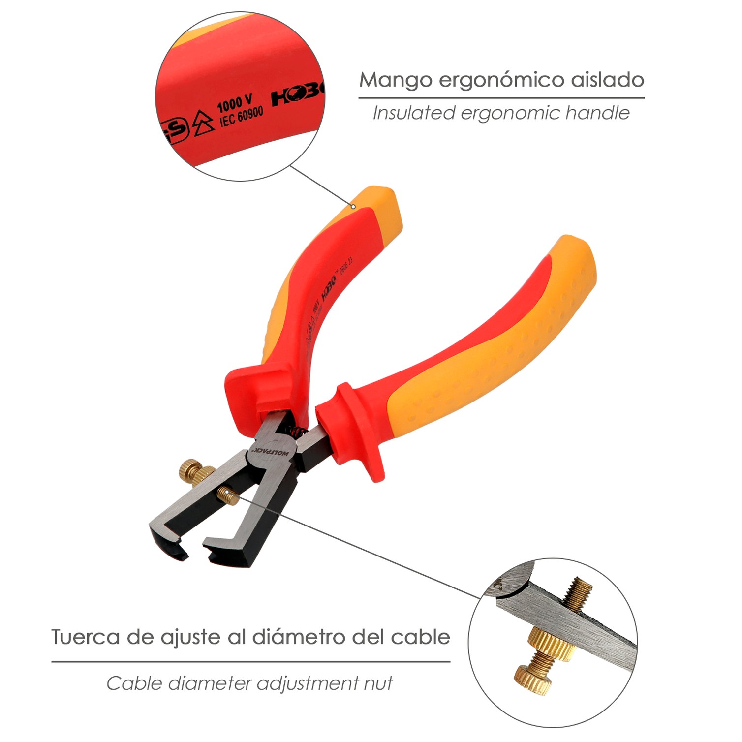 Alicates Pelacables 150 mm. Mangos Aislados Acero Cromo Vanadio Pelacables, Corta Cables, Pelador Cables