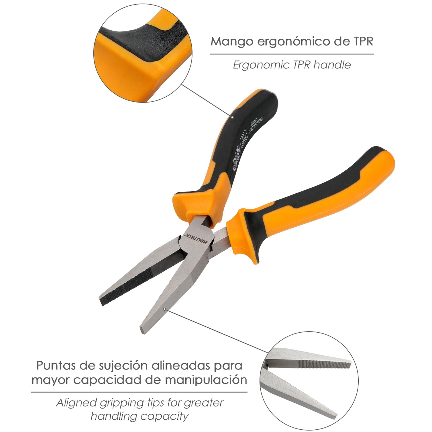 Alicates Boca Plana 150 mm. Acero DIN 5745 Alicates Punta Plana, Alicates Boca Larga,