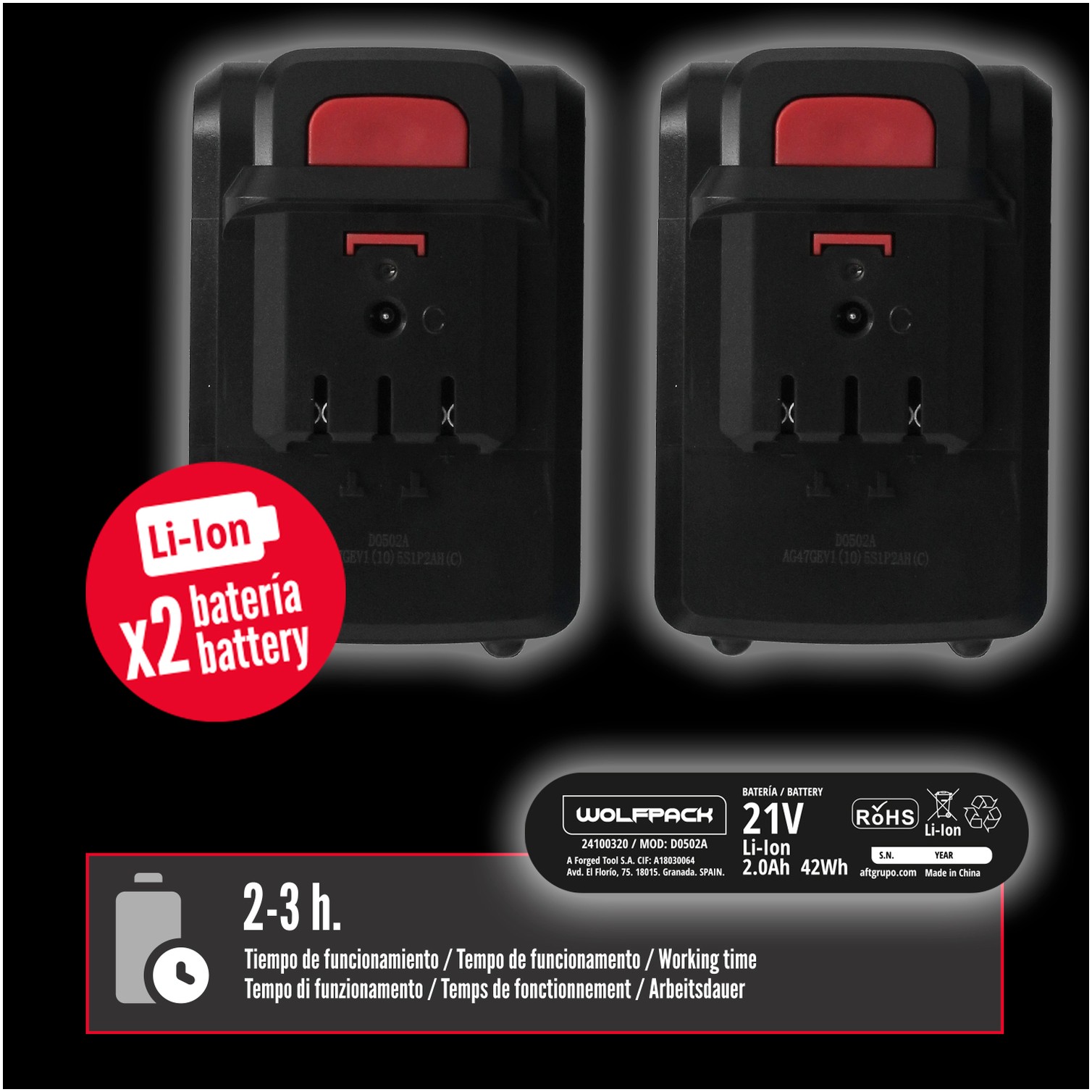 Tijeras Podar A Bateria 21 Volt. Con 2 Baterias 2 A/h Mango Engomado, Ø Corte 40 mm.Con Maletín