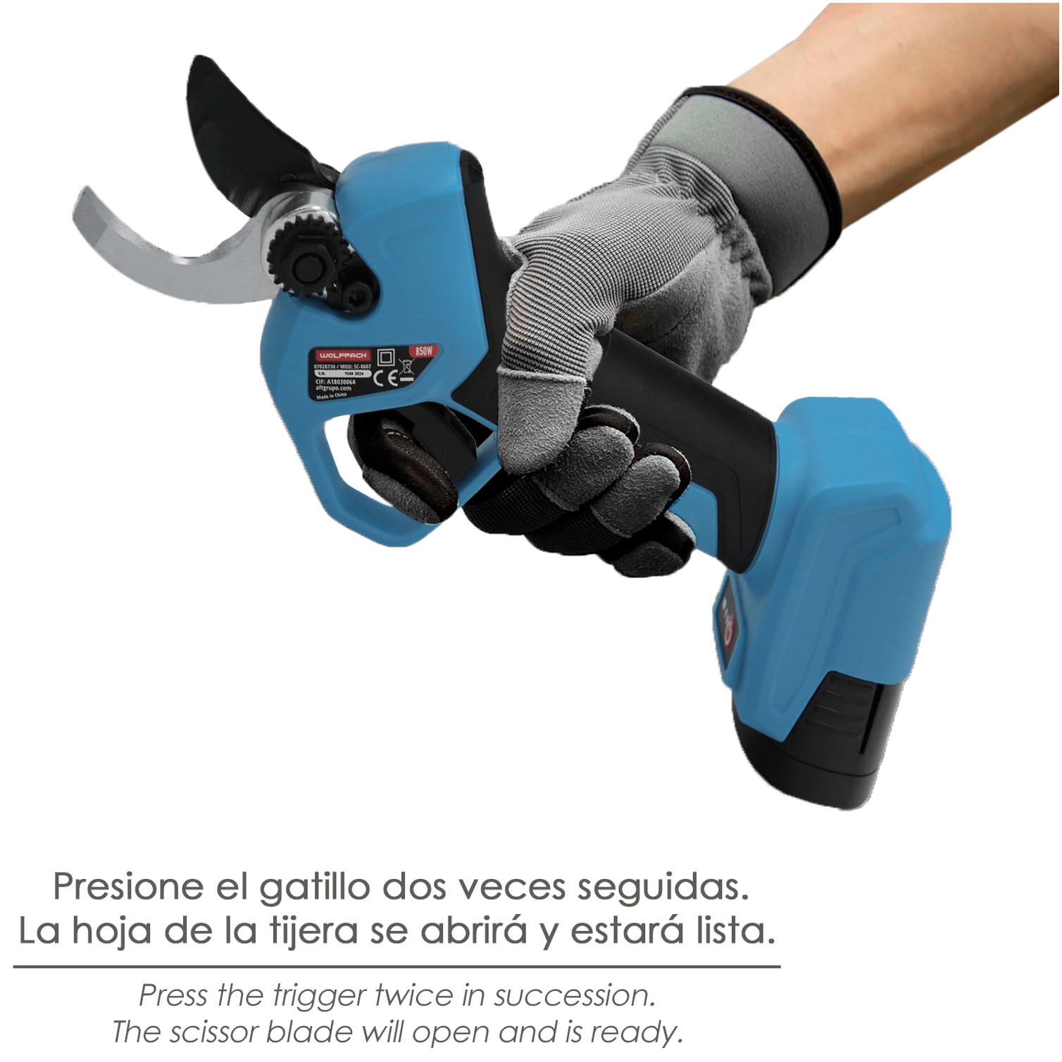 Tijeras Podar A Bateria 16,8 Volt. Con 2 Baterias 2 A/h. Mango Engomado, Ø Corte 40 mm. Con Maletín