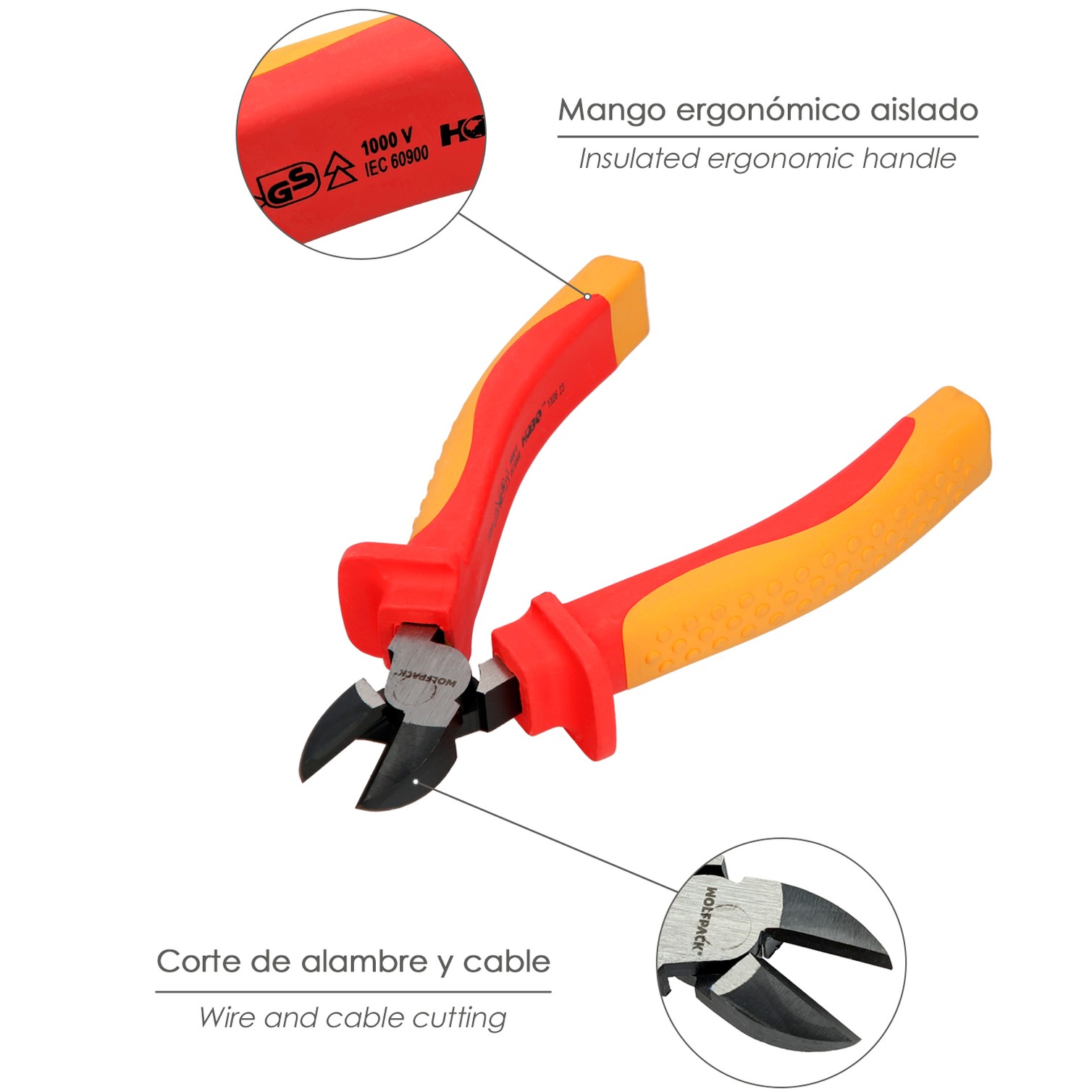 Alicates Corte Diagonal 150 mm. Mangos Aislados Acero Cromo Vanadio Pelacables, Corta Cables, Pelador Cables