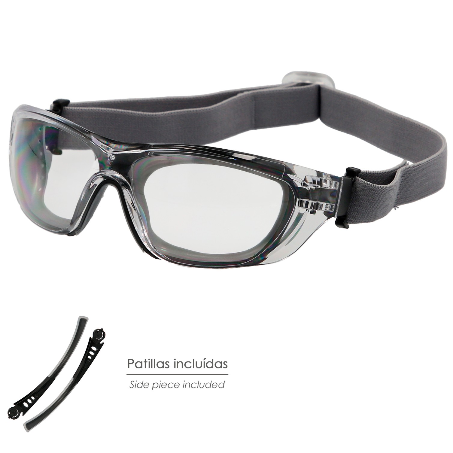 Gafas de Seguridad Acolchadas Cristales Transparentes Con Patillas o Goma Elastica. Patillas Engomadas EN/166