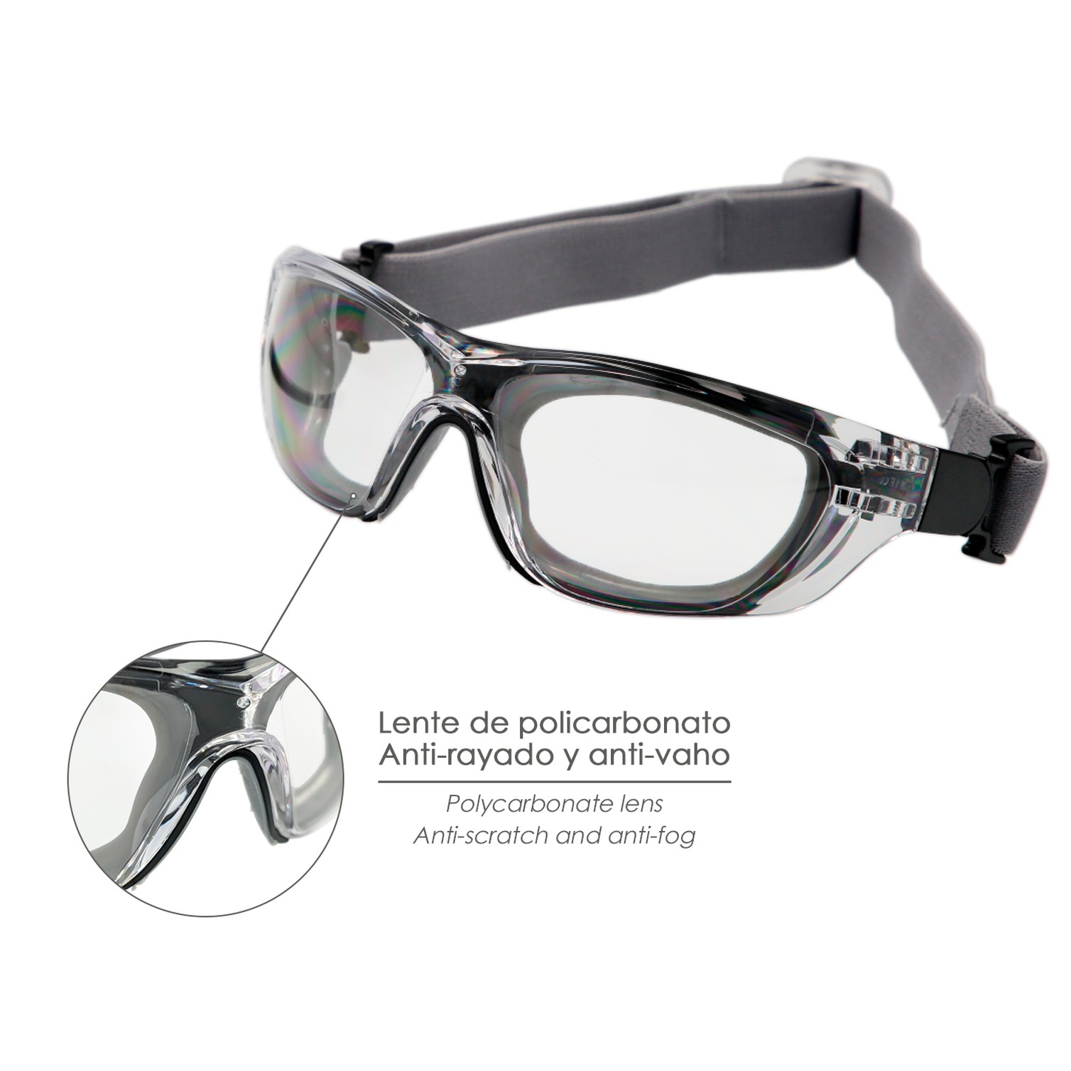 Gafas de Seguridad Acolchadas Cristales Transparentes Con Patillas o Goma Elastica. Patillas Engomadas EN/166