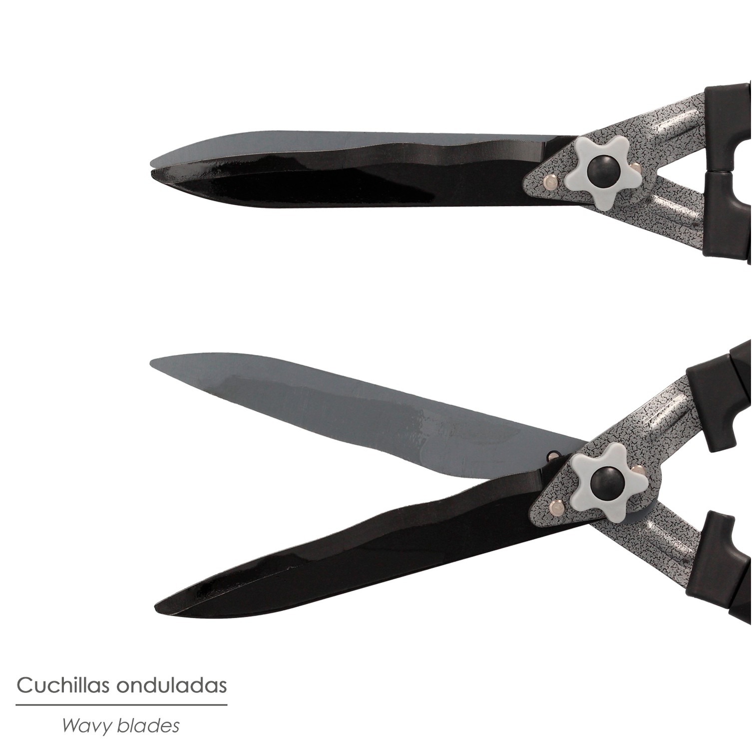 Tijeras Podar Setos 2 Manos Aluminio 63 cm. Hojas Acero Antiadherente, Mango TPR, Ajuste Corte