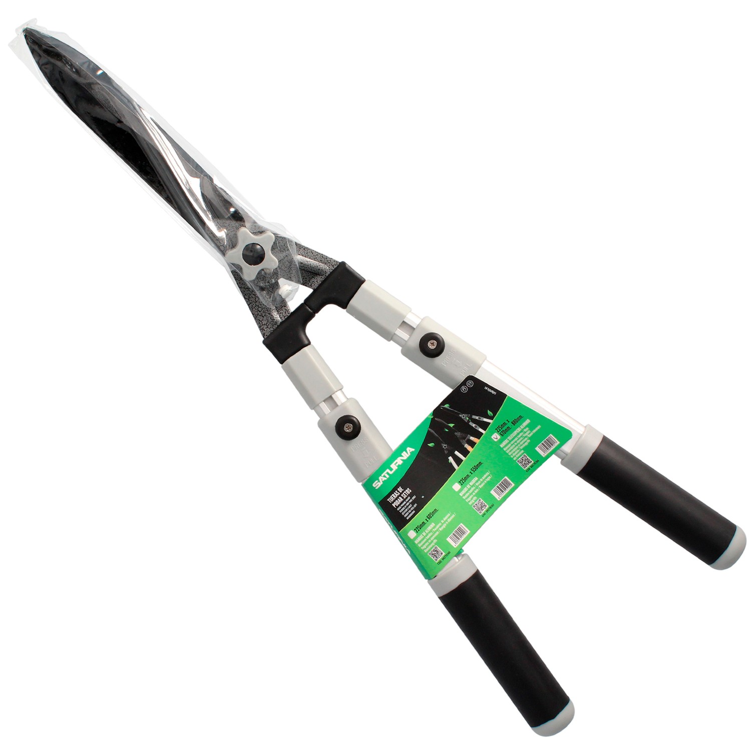 Tijeras Podar Setos 2 Manos Aluminio Telescopicas, Hojas Acero Antiadherente, Mango TPR, Ajuste Corte,
