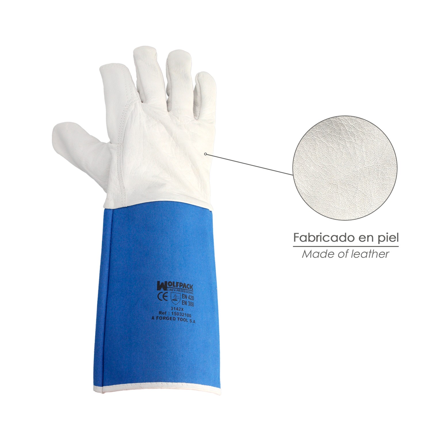 Guantes Piel Serraje Largos 40 cm. guante Resistente, Guante Comodo, Guantes De Trabajo, (Par)