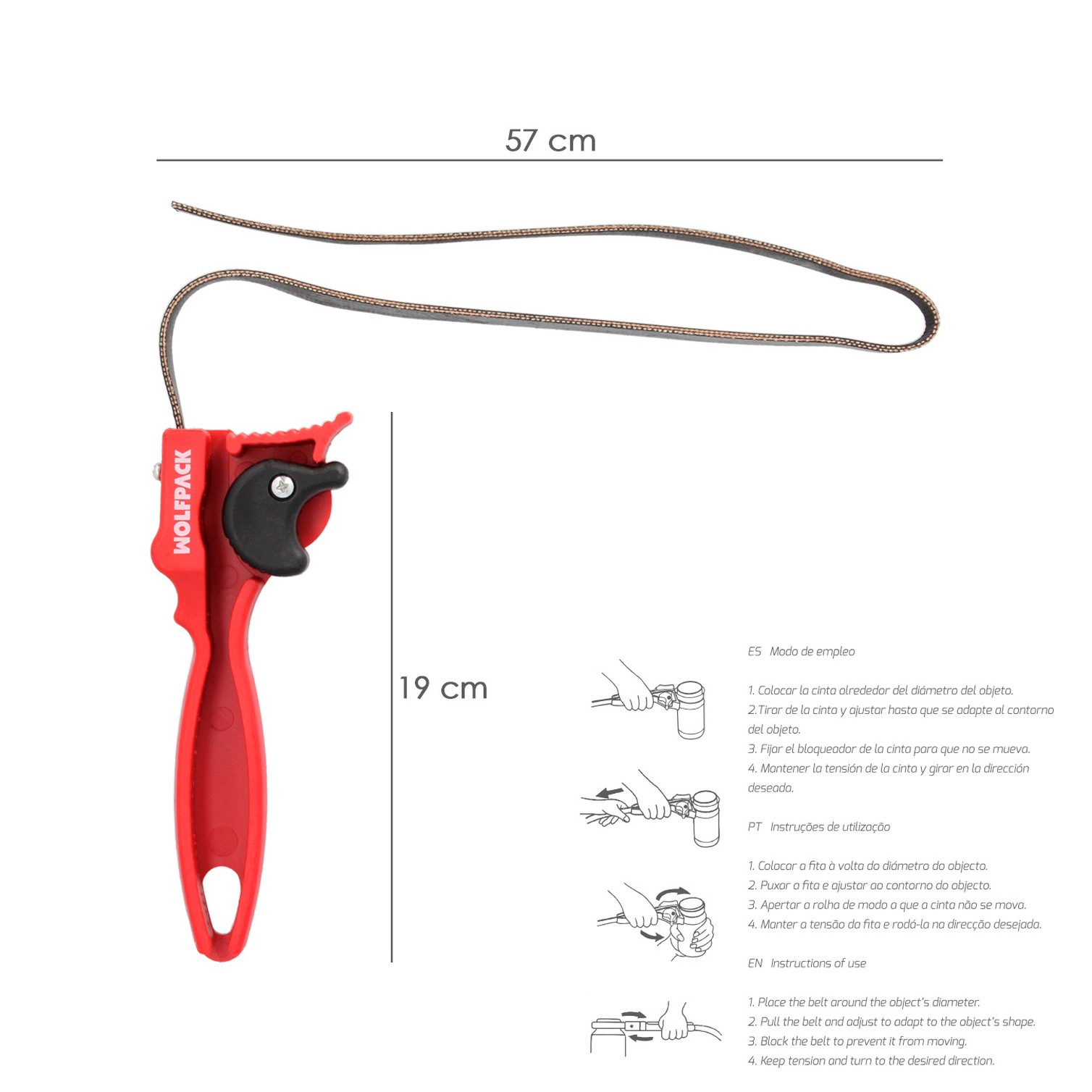 Llave Cinta Abretodo Ø 5 A Ø 16 cm. cinta Caucho Reforzado. Llave Filtros, Llave Tubos, Llave Tuberias, Llave Tapas,