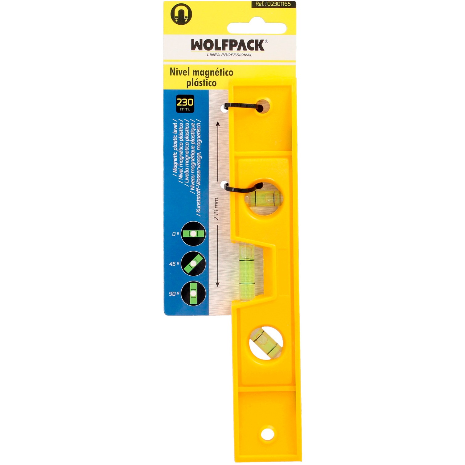 Nivel Burbuja Plastico, Base Magnetica 230 mm.