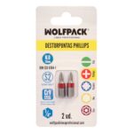 Puntas Largas Destornillador Phillips Nº 0 (2 Piezas). Acero S2 al Cromo Vanadio. Puntas Hexagonales, Destorpuntas,