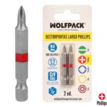 Puntas Largas Destornillador Phillips Nº 0 (2 Piezas). Acero S2 al Cromo Vanadio. Puntas Hexagonales, Destorpuntas, [+4 variaciones de Medida Disponibles]
