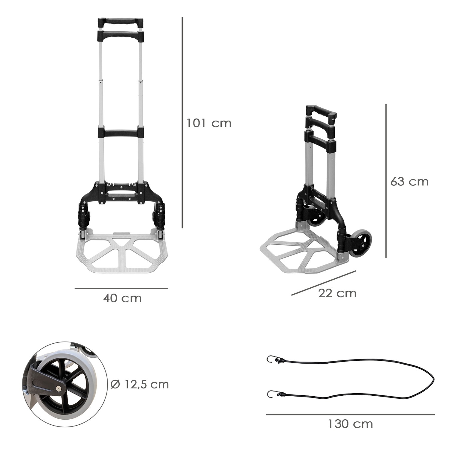 Carretilla Plegable Aluminio Portatil 60 kg.