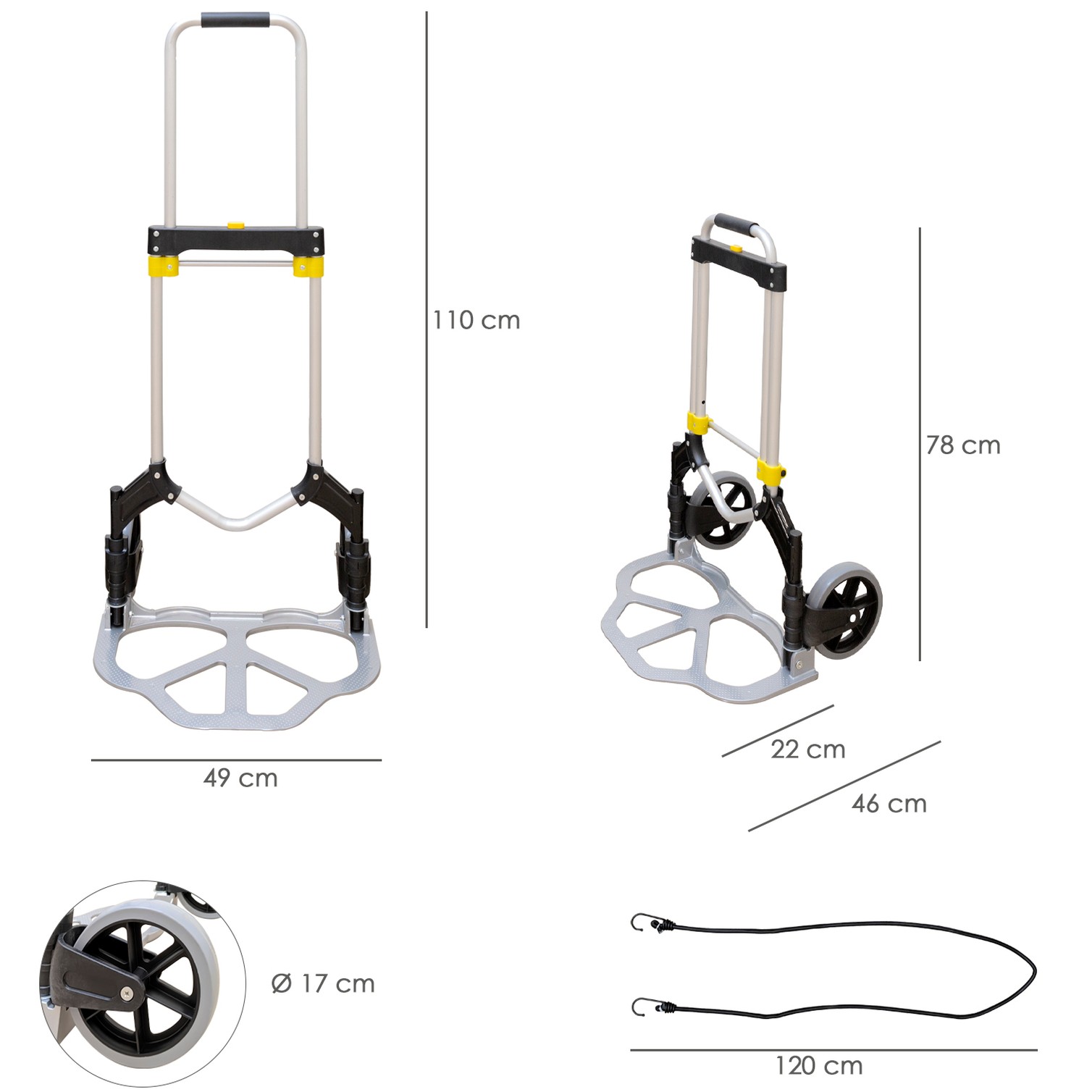 Carretilla Plegable Aluminio Portatil 80 kg.
