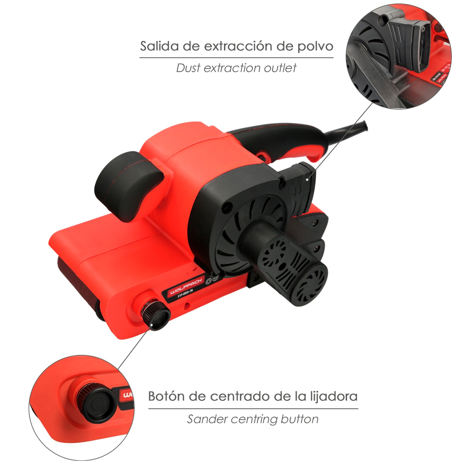 Lijadora De Banda 800 Watt. Con Aspiración Integrada