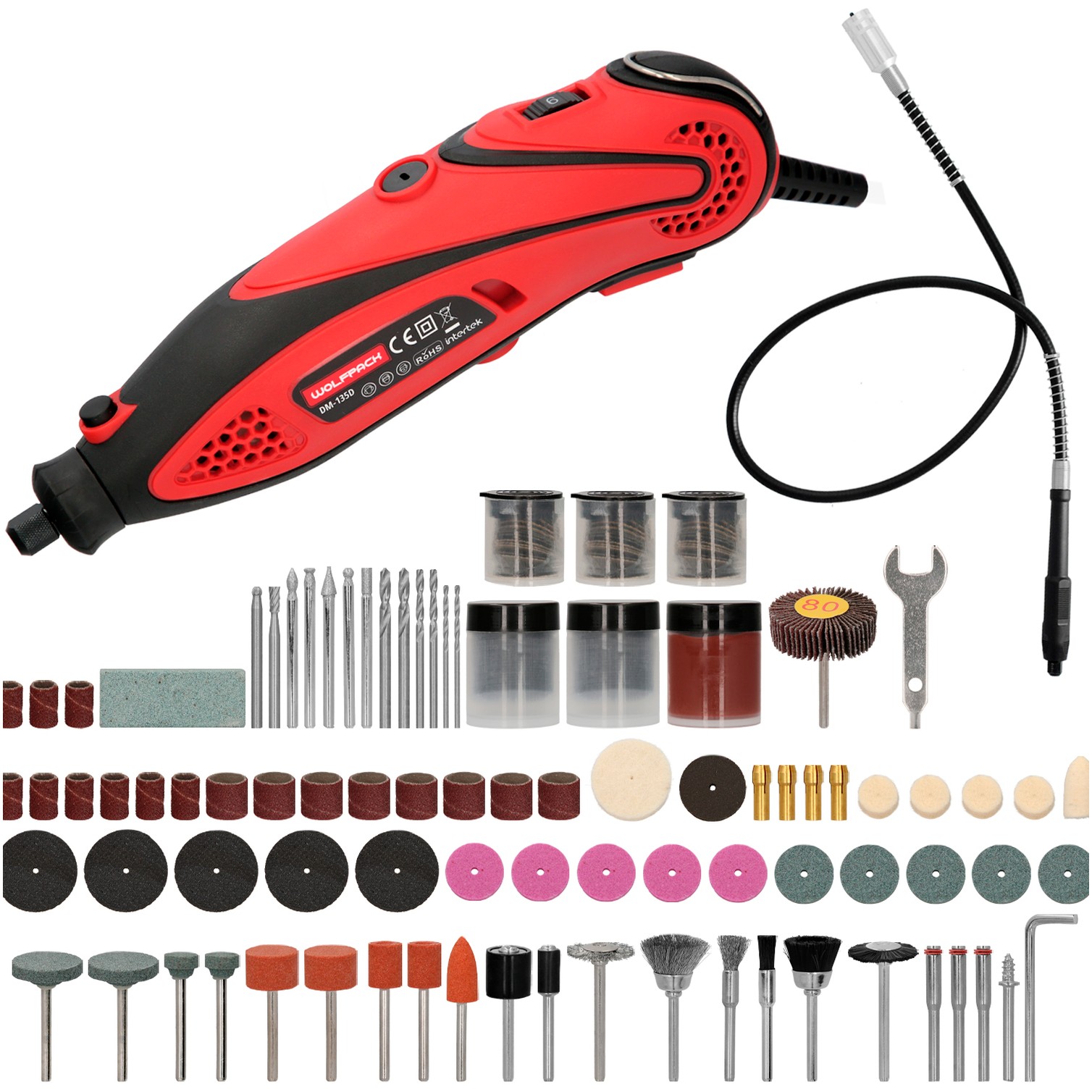 Multiherramienta 135 Watt. Con 210 Accesorios y Maletin. Herramienta Multifunción, Mini Taladro, Herramienta Rotativa, Amoladora