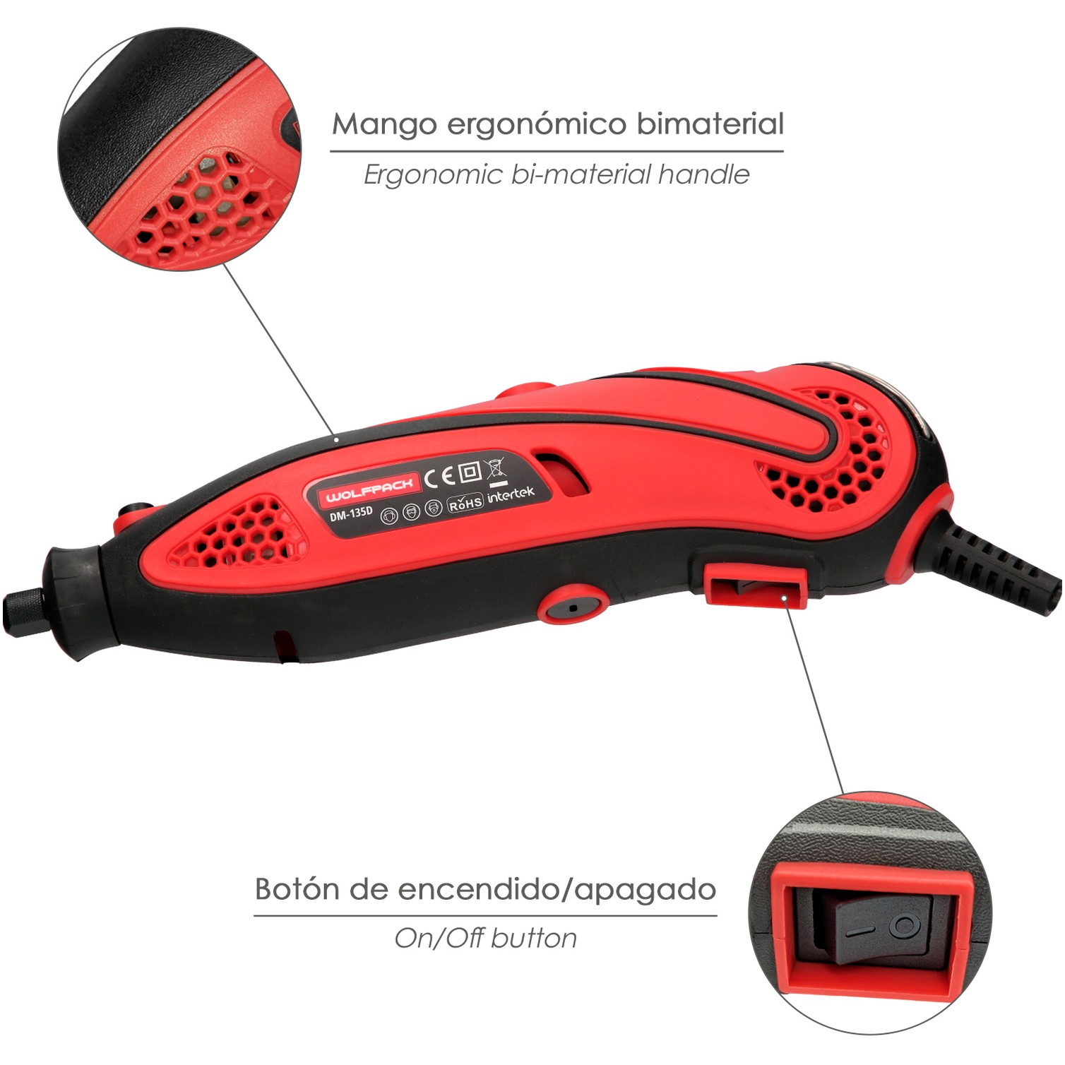 Multiherramienta 135 Watt. Con 210 Accesorios y Maletin. Herramienta Multifunción, Mini Taladro, Herramienta Rotativa, Amoladora