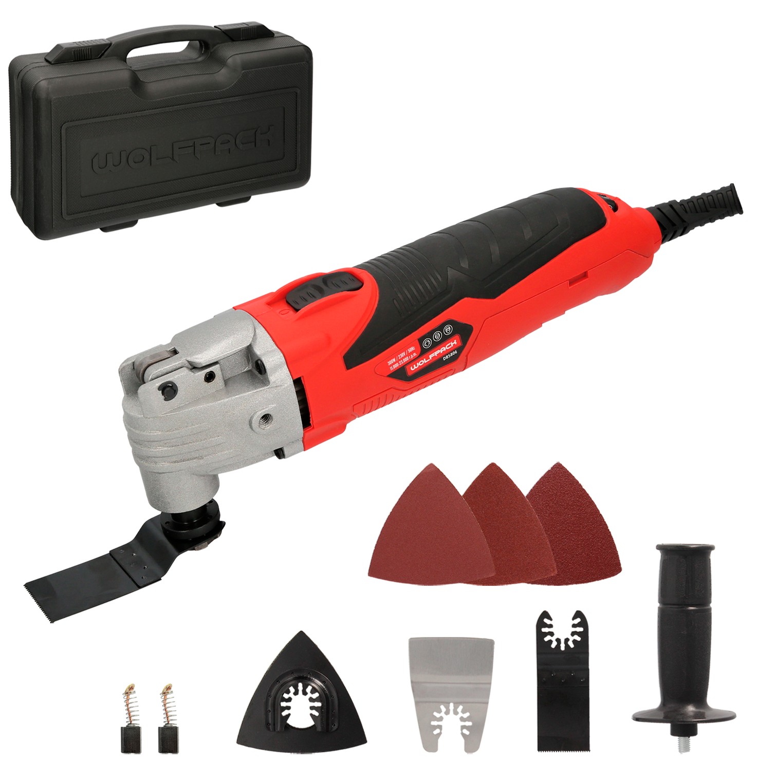 Herramienta Multifuncion Oscilante 300 Watt. Con Accesorios 23.000 R.P.M. Variador Velocidad, Cambio Rapido Hoja, Cortar, Lijar