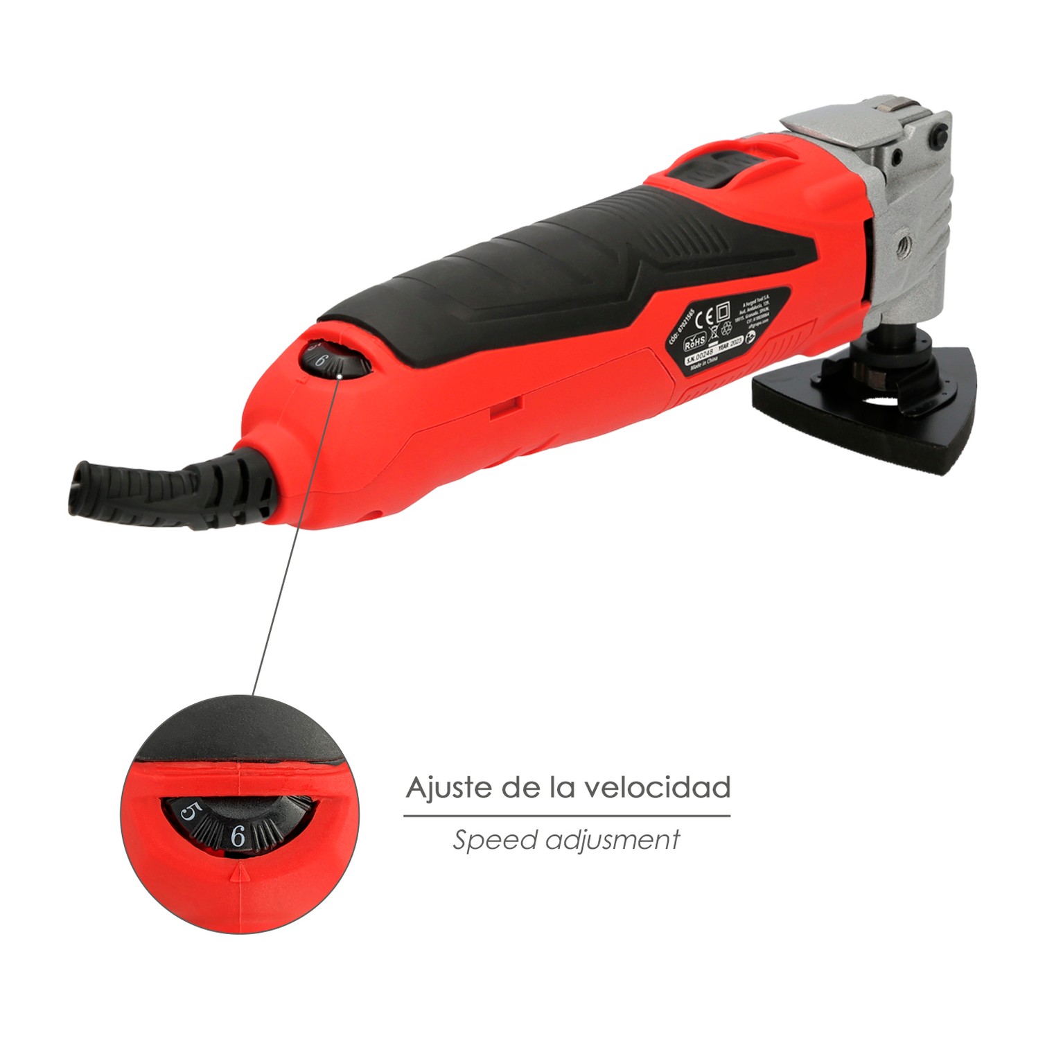 Herramienta Multifuncion Oscilante 300 Watt. Con Accesorios 23.000 R.P.M. Variador Velocidad, Cambio Rapido Hoja, Cortar, Lijar