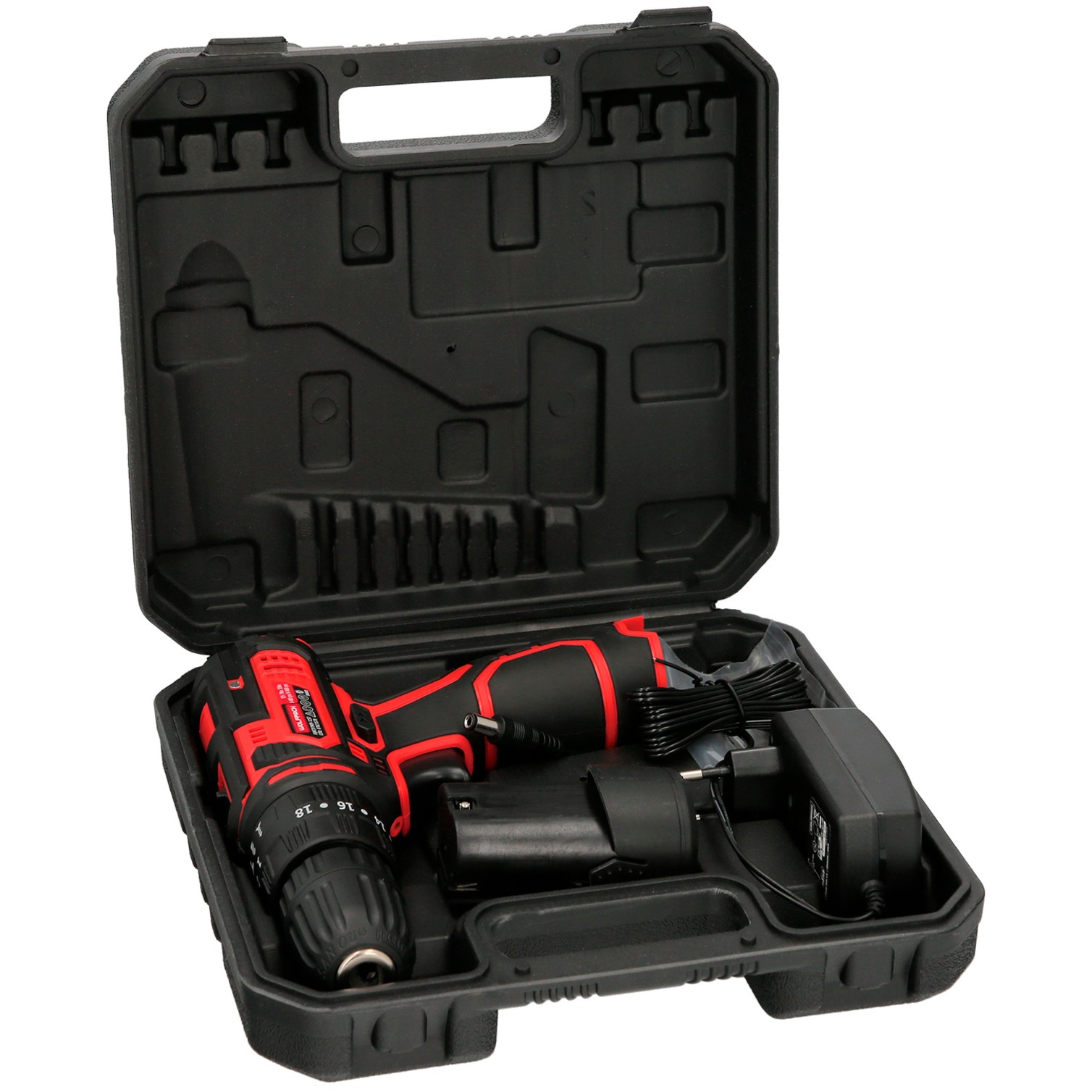 Taladro Atornillador 12 V. Con 2 Velocidades y Percutor. Bateria 1.300 mAh. Par Apriete 35 Nm.