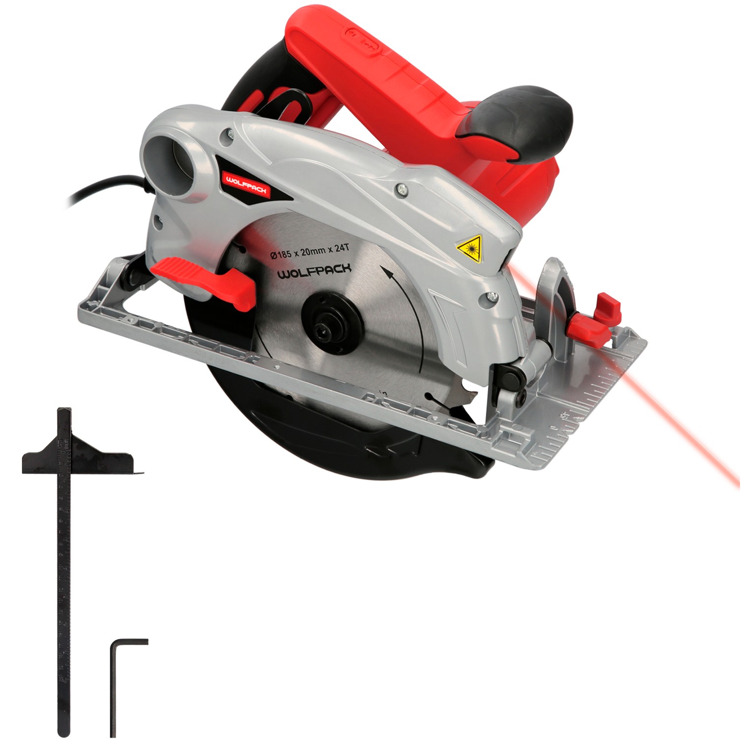 Sierra Circular 1300 Watt. Con Laser Disco 185 mm. 4.700 RPM Corte Inglete Regulador de Profundidad. Ingletadora, Sierra Madera