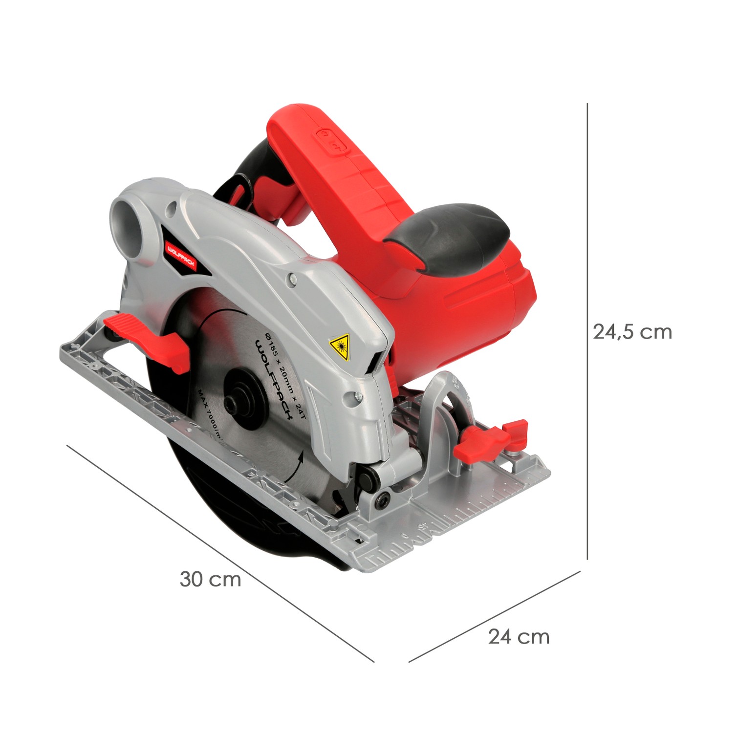 Sierra Circular 1300 Watt. Con Laser Disco 185 mm. 4.700 RPM Corte Inglete Regulador de Profundidad. Ingletadora, Sierra Madera