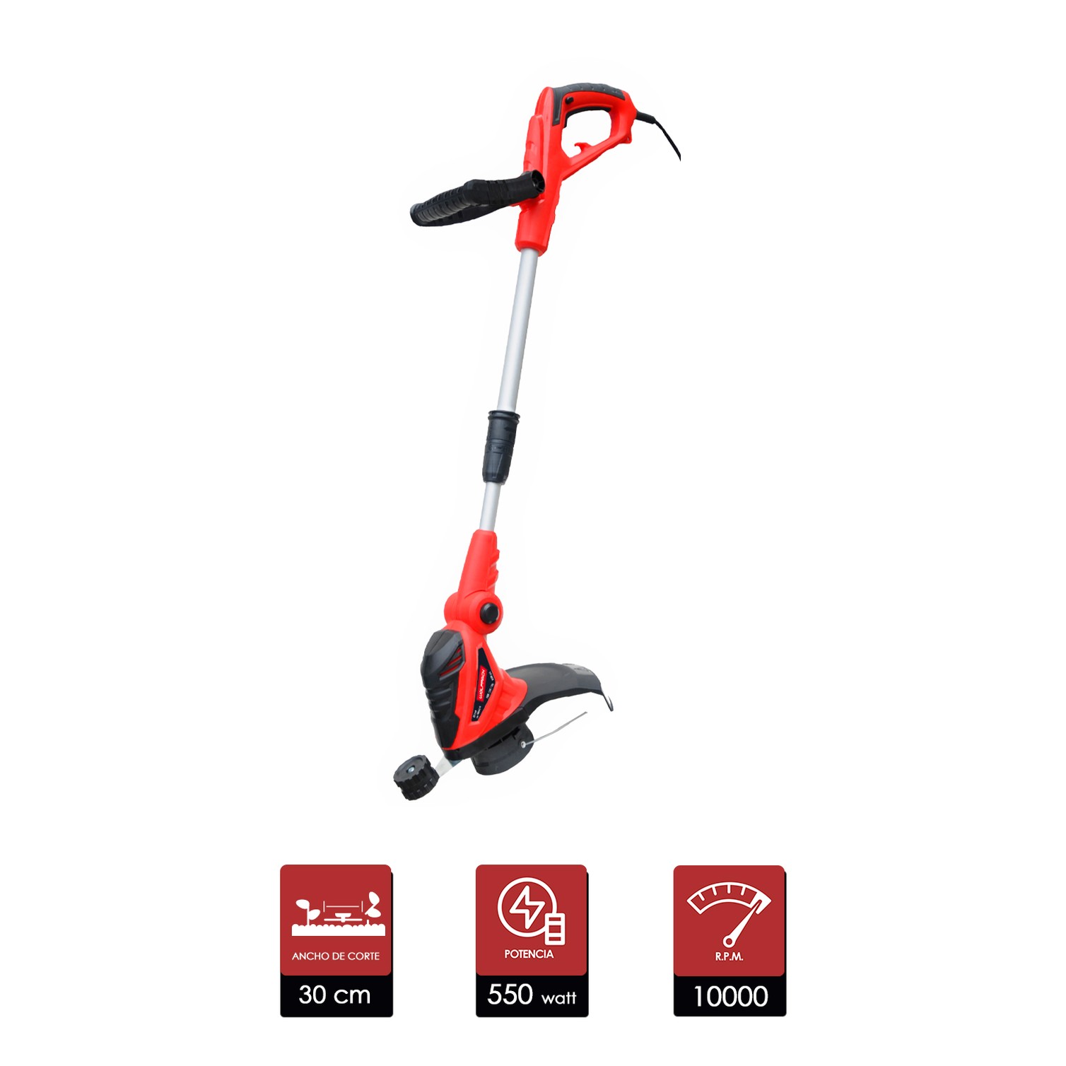 Recortabordes Electrico 550 Watt. 10.000 R.P.M. Anchura Corte Ø 30 cm. Hilo Ø 1,6 mm. x 6 Metros. Recorta Bordes, Cortabordes