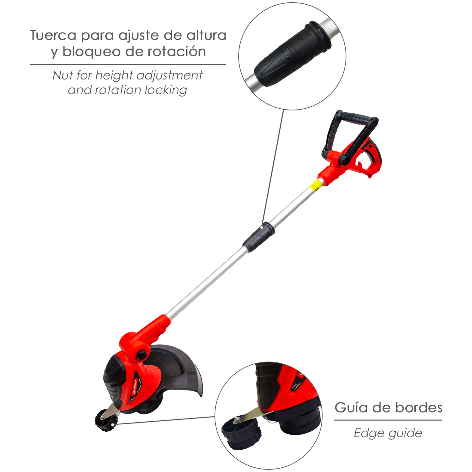 Recortabordes Electrico 550 Watt. 10.000 R.P.M. Anchura Corte Ø 30 cm. Hilo Ø 1,6 mm. x 6 Metros. Recorta Bordes, Cortabordes