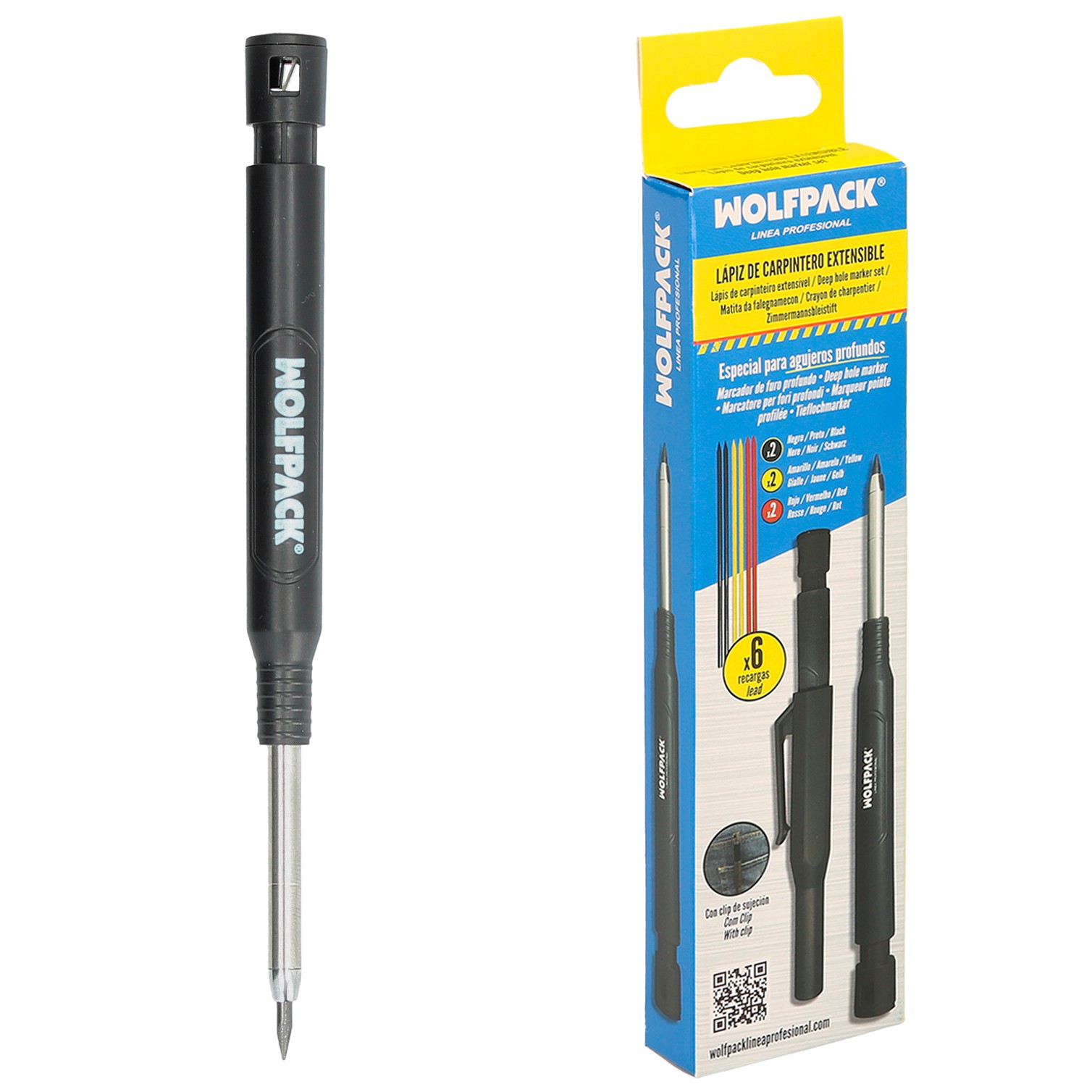Lapiz Carpintero Portaminas Con 6+1 Recargas Cera Marcadora, Tiza Marcadora, Trazador, Rotulador Marcador, Rotulador Obra,