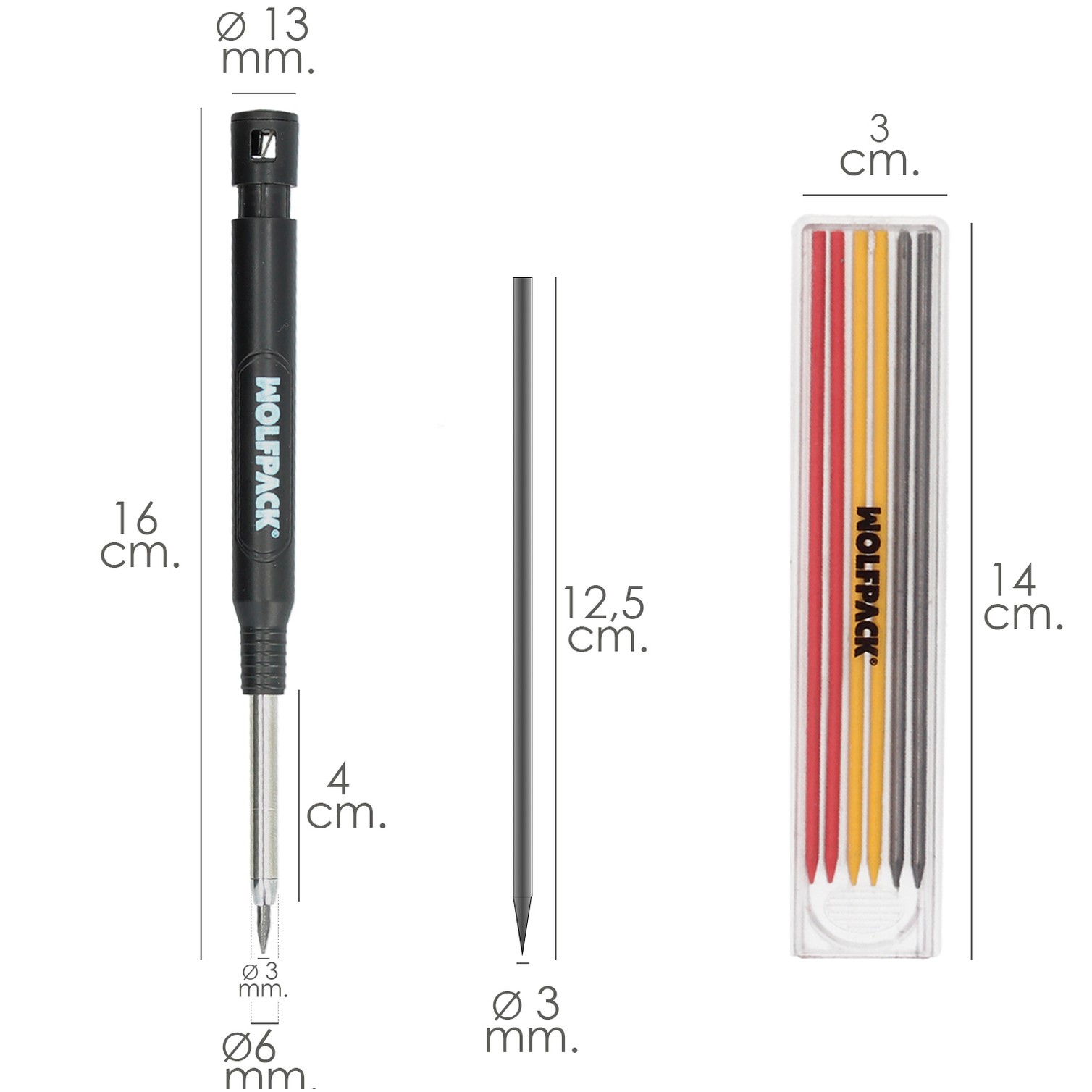 Lapiz Carpintero Portaminas Con 6+1 Recargas Cera Marcadora, Tiza Marcadora, Trazador, Rotulador Marcador, Rotulador Obra,