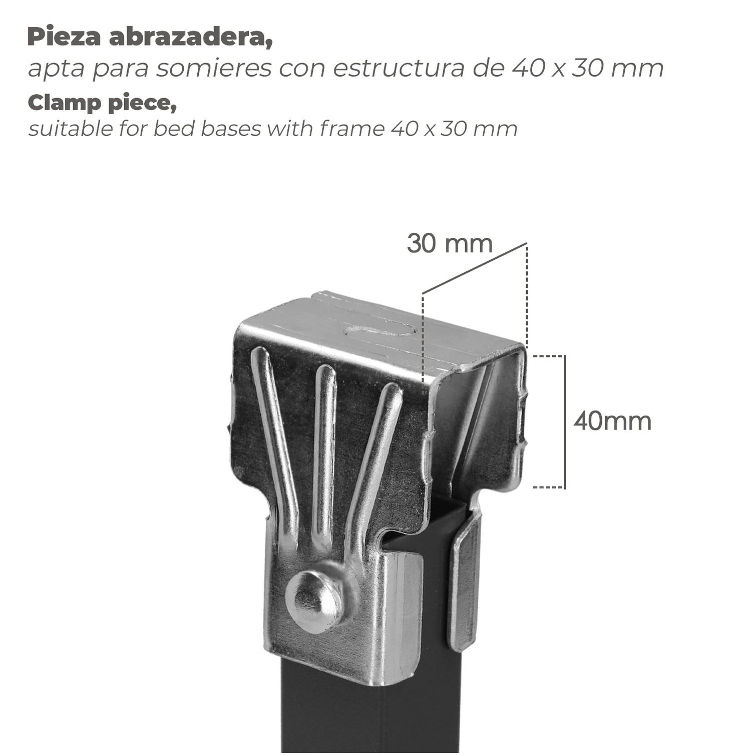 Juego Patas Somier Cuadradas (4 Unidades) Tubo 30x30 mm. Para Somier de 40x30 mm. Altura 25 cm.