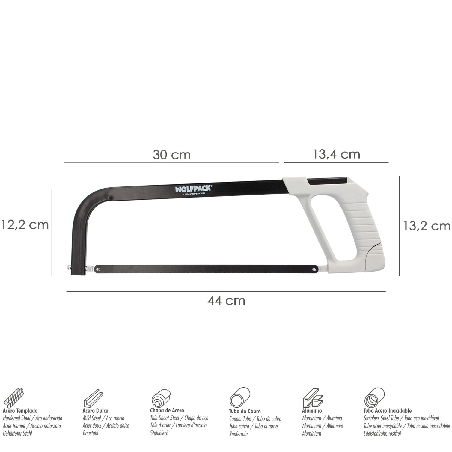 Arco Sierra Acero Con Empuñadura de Aluminio Angulo Corte Ajustable. Corta Acero, Aluminio, Madera, Plastico, Cobre