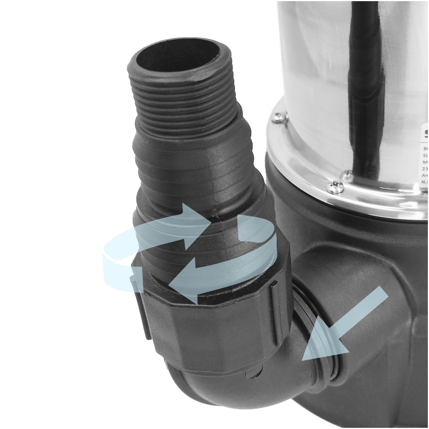 Bomba Aguas Sucias Sumergible Inoxidable 1.300 W. 25.000 lts/hora, Profundidad 7 Mts, Elevación 11 mts. Particulas max. Ø 38 mm.