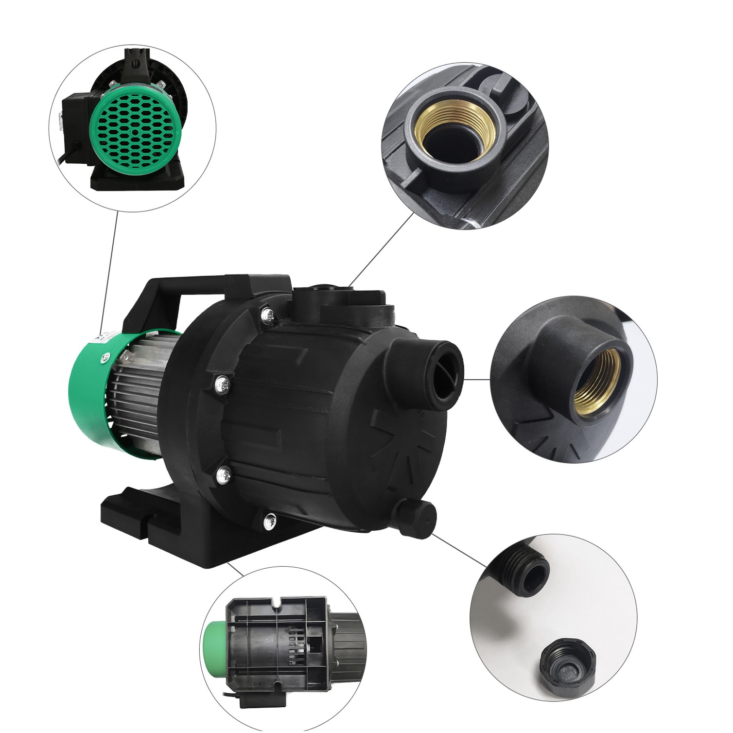 Bomba Aguas Limpias Superficie 800 W. 3.200 lts/hora, Profundidad 8 Mts, Elevación 40 mts. Presion Max: 4,0 Bares