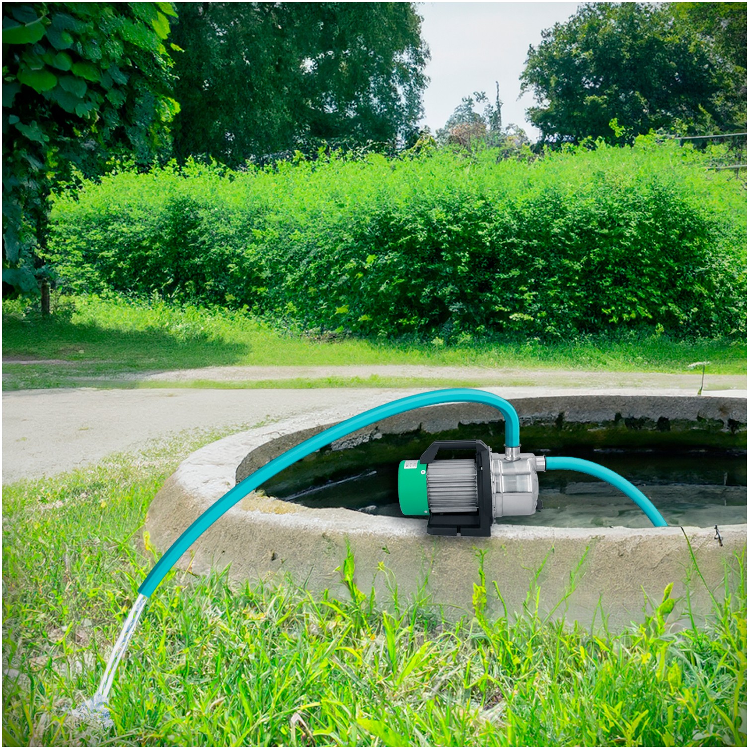 Bomba Aguas Limpias Superficie Acero Inoxidable 1.300 W. 5.000 lts/hora, Profundidad 8 Mts Elevación 50 mts. Presion Max: 5 Bar