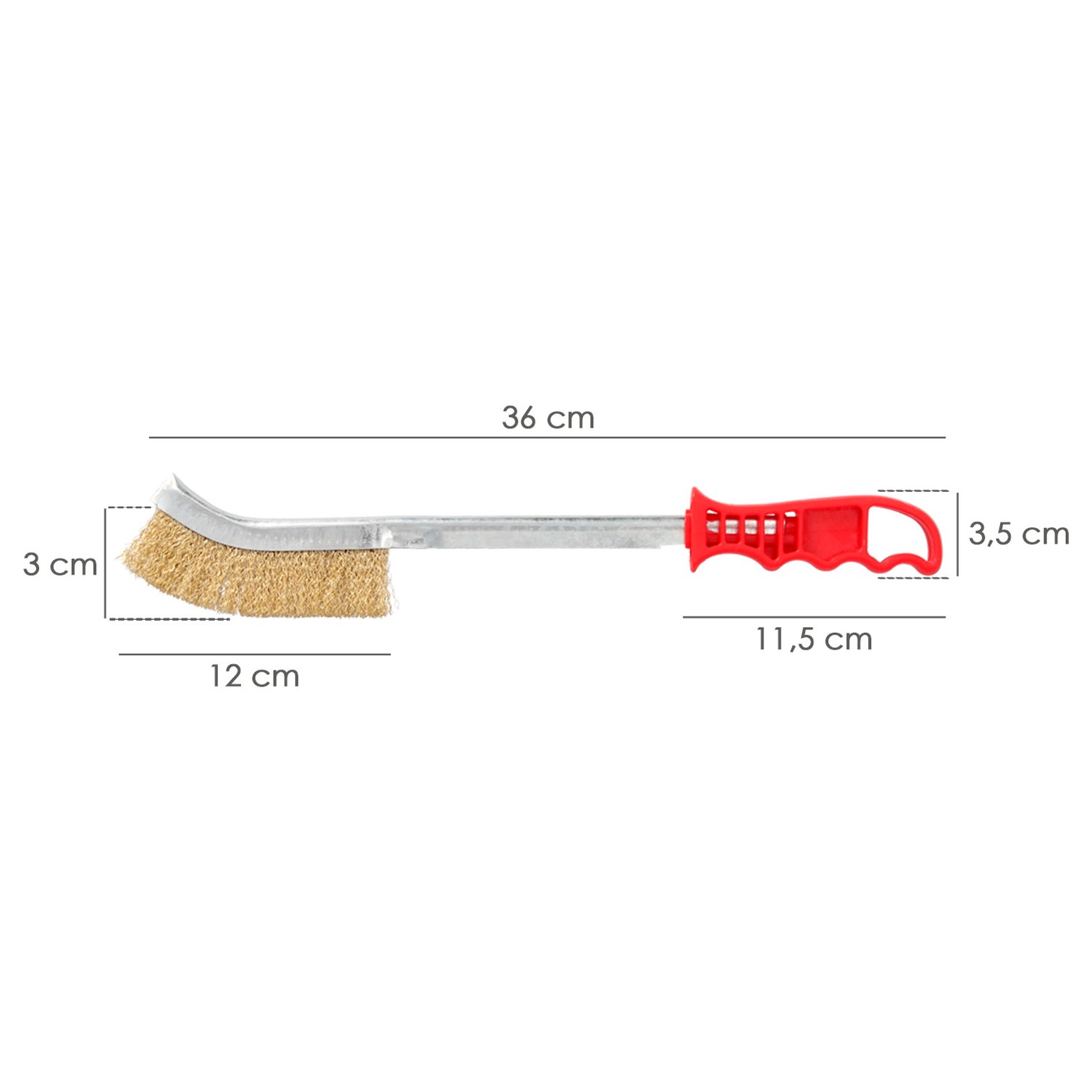 Cepillo Manual Acero Latonado Mango Rojo 34 cm.