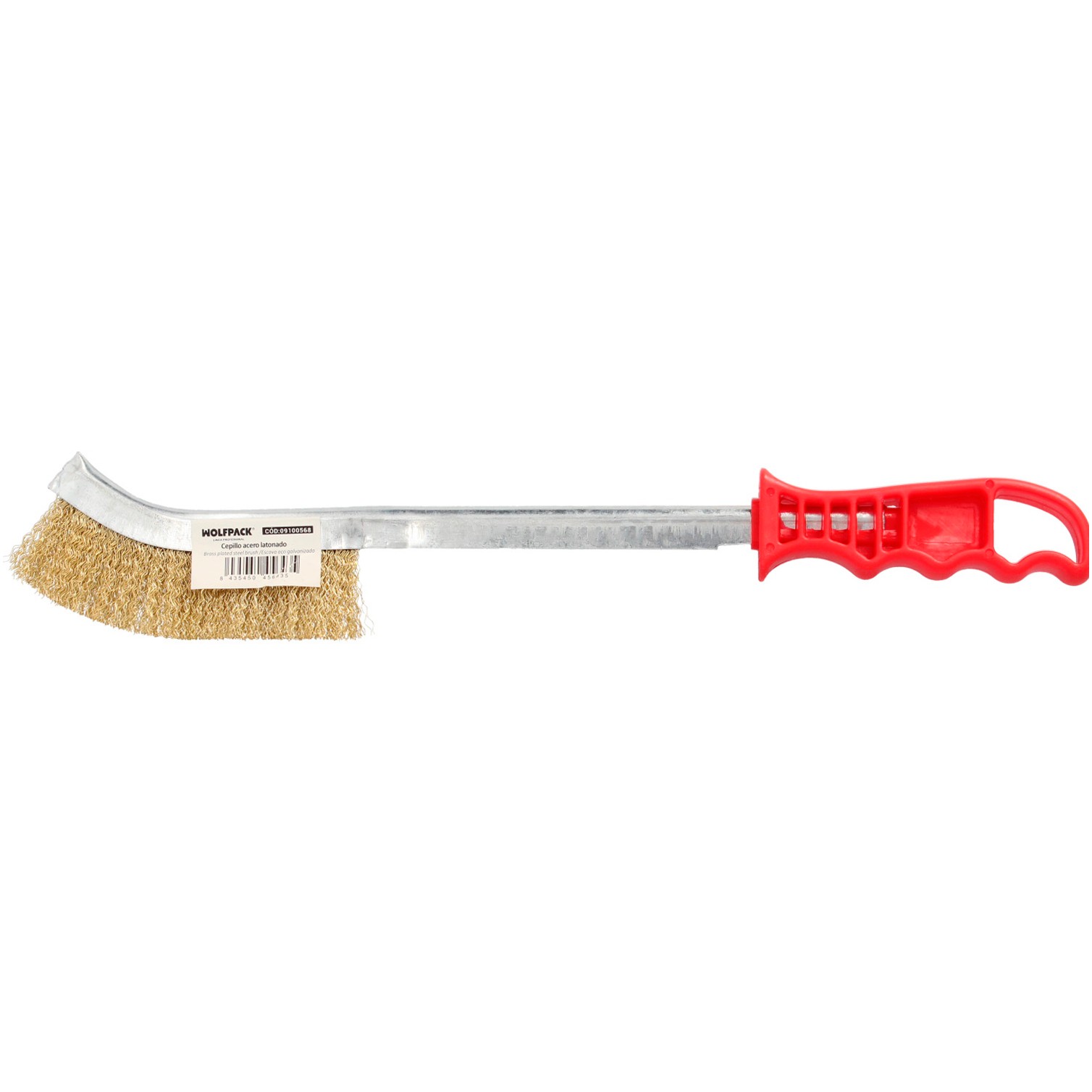 Cepillo Manual Acero Latonado Mango Rojo 34 cm.