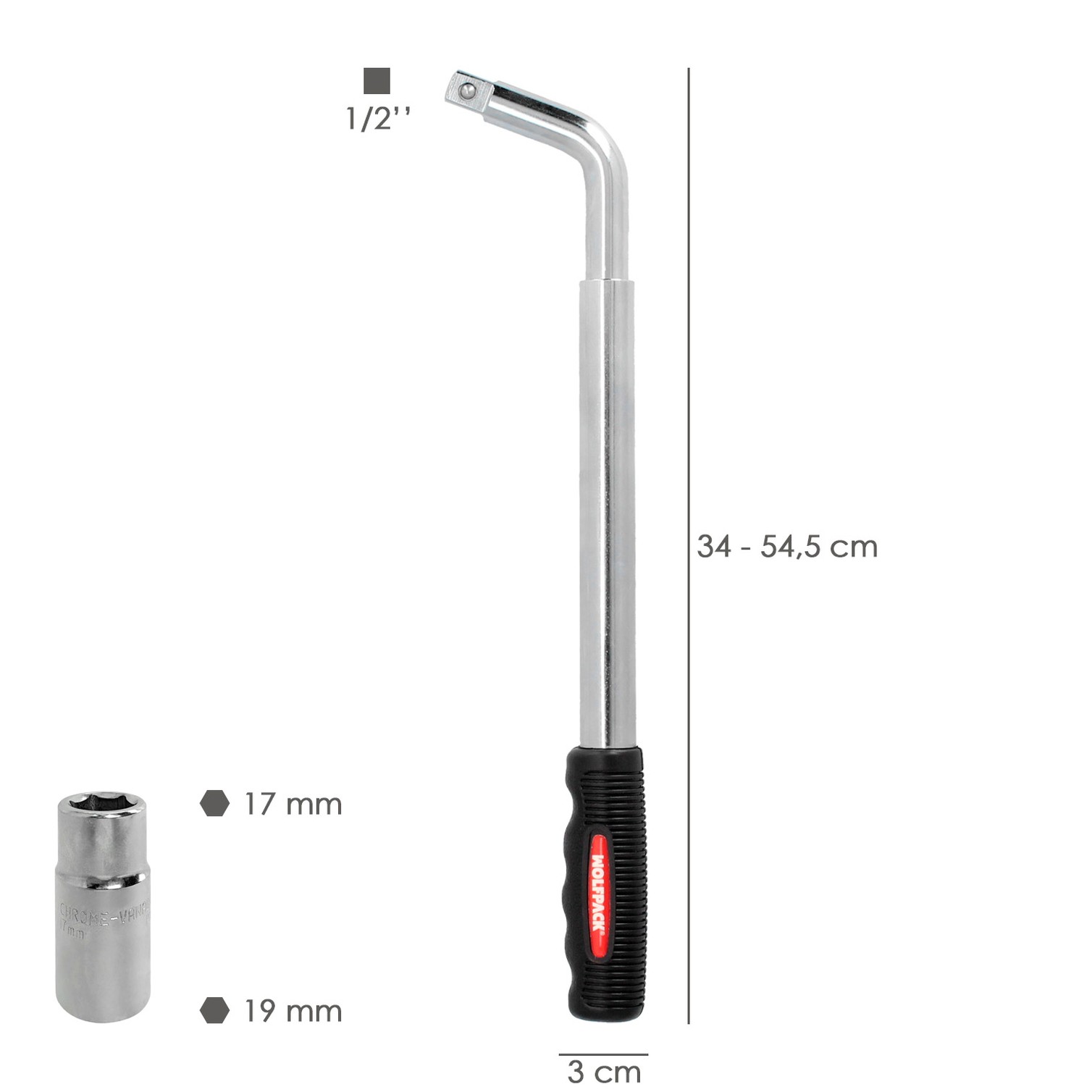 Llave Extensible Para Rueda de Coche 17x19 mm. Llave Cruz, Llave Telescopica Neumaticos,