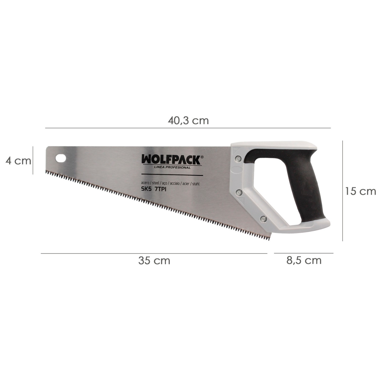Serrucho Carpintero Bimaterial 350 mm. / 14" Acero SK5 Triple Afilado Sierra Carpintero, Serrucho Carpinteria, Sierra Costilla