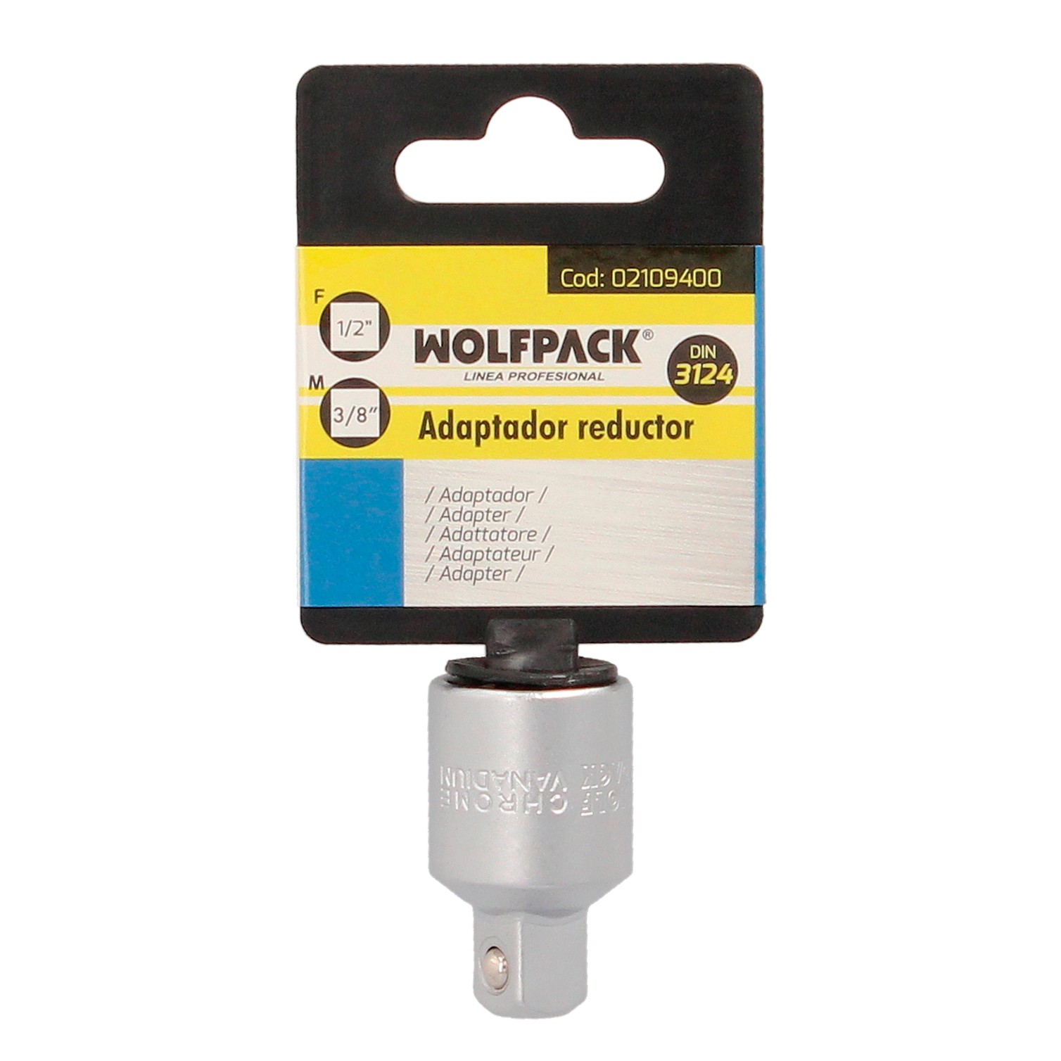 Adaptador Reductor 1/2" Hembra A 3/8" Macho Acero Cromo Vanadio, Aristas Redondas, Reductor Carraca,