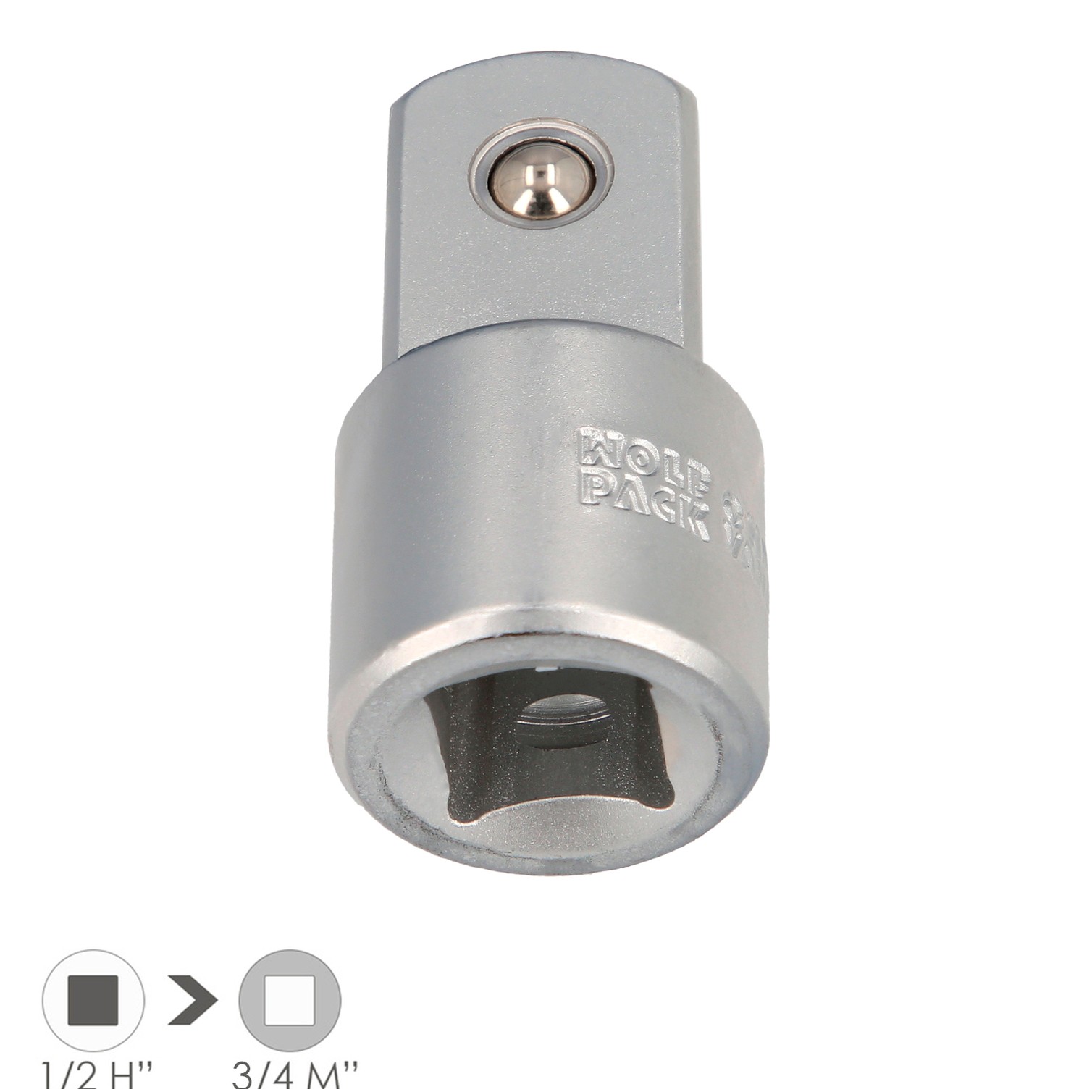 Adaptador Aumentador 1/2" Hembra A 3/4" Macho Acero Cromo Vanadio, Aristas Redondas, Reductor Carraca,