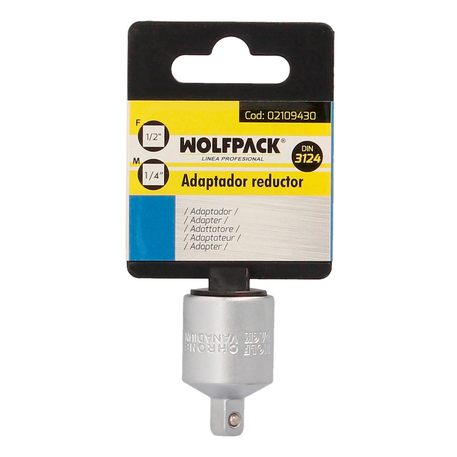 Adaptador Reductor 1/2" Hembra A 1/4" Macho. Acero Cromo Vanadio, Aristas Redondas, Reductor Carraca,