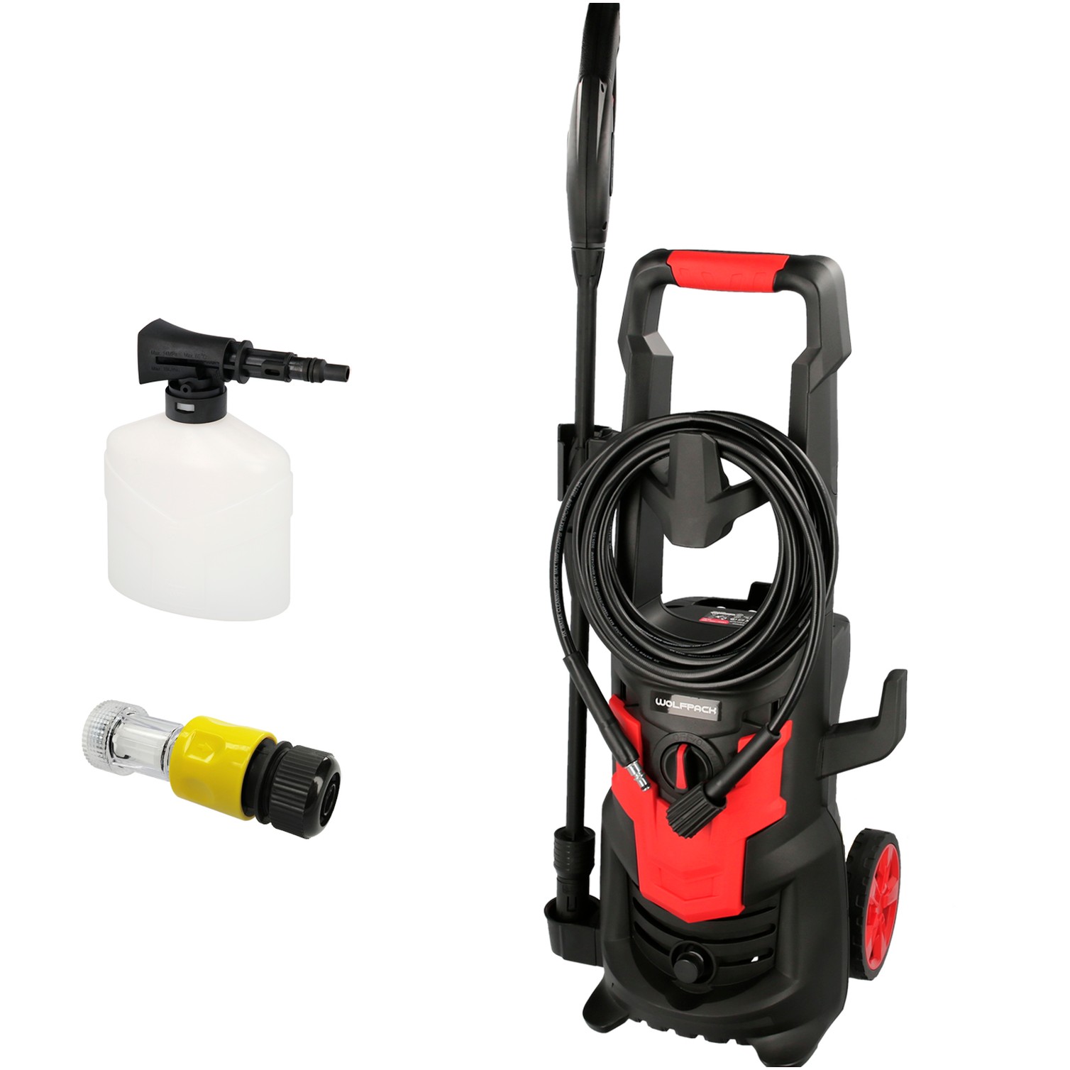 Hidrolimpiadora Alta Presión 135 Bares 1.800 Watt. Con Accesorios. 330 Litros / Hora. Limpiadora de Agua Con Deposito Detergente