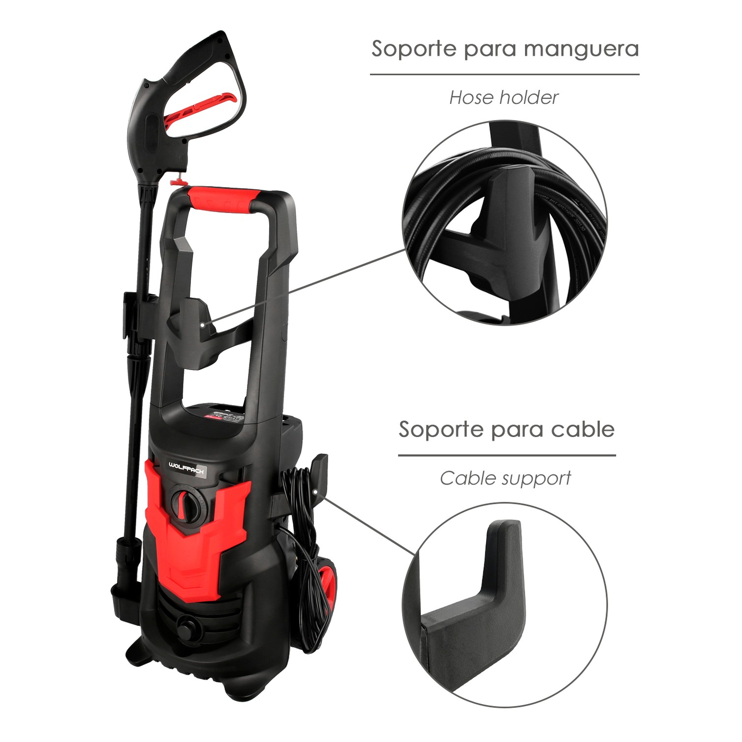 Hidrolimpiadora Alta Presión 135 Bares 1.800 Watt. Con Accesorios. 330 Litros / Hora. Limpiadora de Agua Con Deposito Detergente