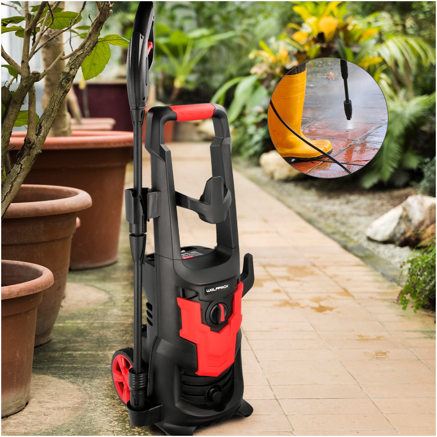 Hidrolimpiadora Alta Presión 135 Bares 1.800 Watt. Con Accesorios. 330 Litros / Hora. Limpiadora de Agua Con Deposito Detergente