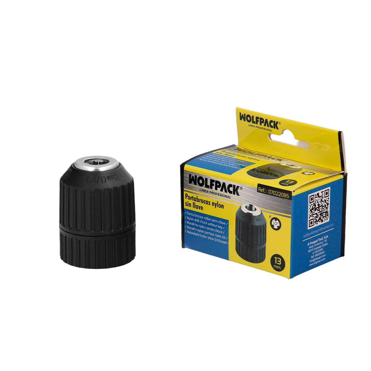 Portabrocas Sin Llave Nylon 1/2" Hembra Ø 13mm. Sin Llave Portabrocas, Autoajustable